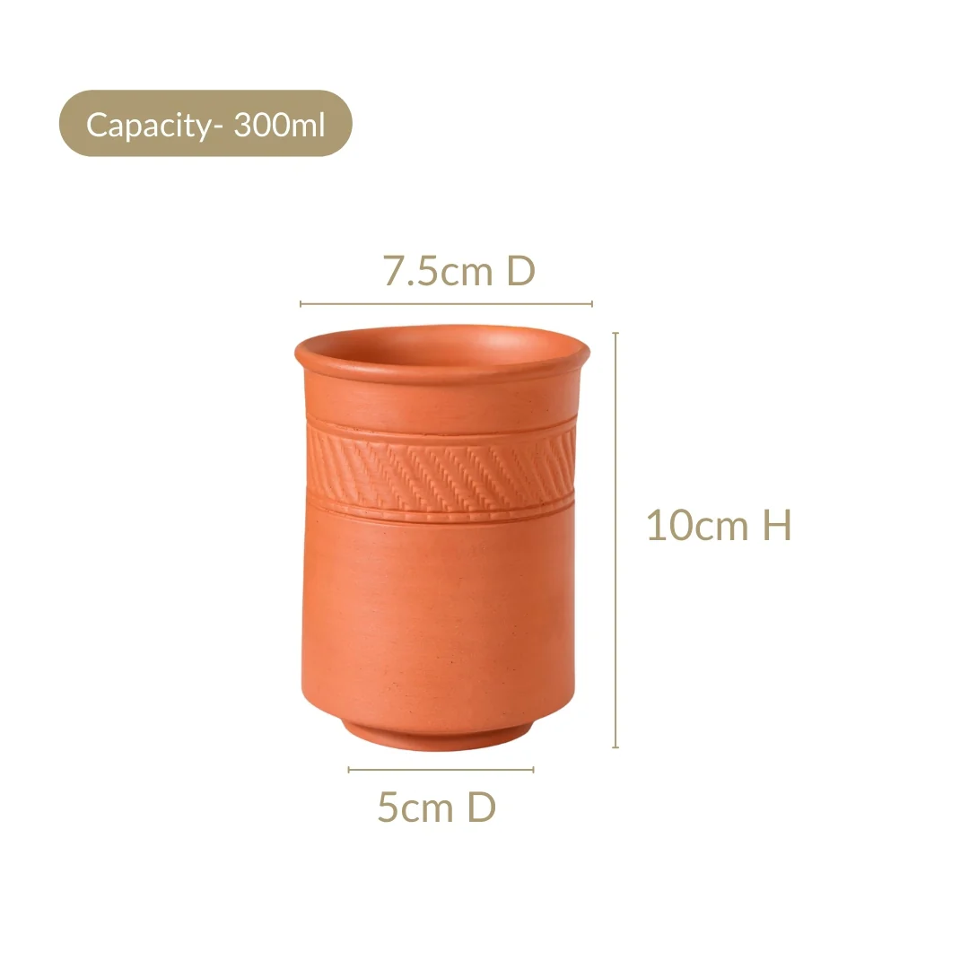 Earthen Textured Terracotta Tumblers Set Of 4 300ml - Image 4