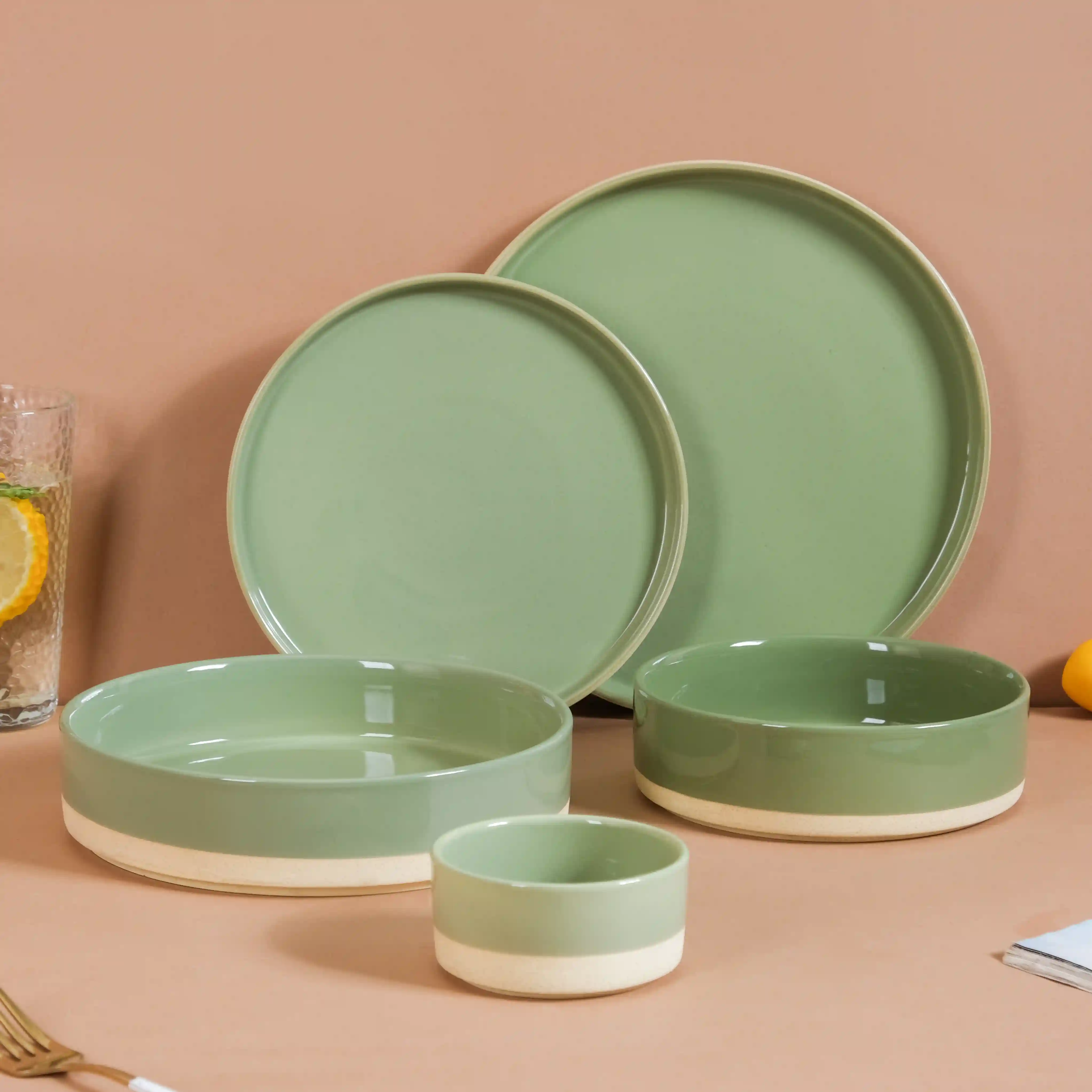 Earthy 22 Piece Dinner Set For 6 Sage Green - Image 3