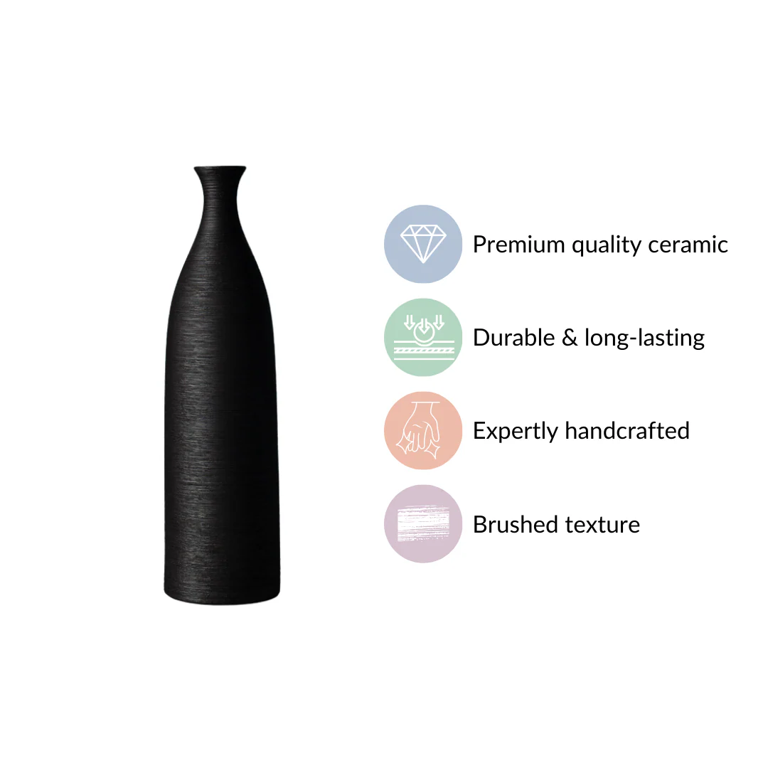 Earthy Black Pottery Ceramic Vase - Image 4