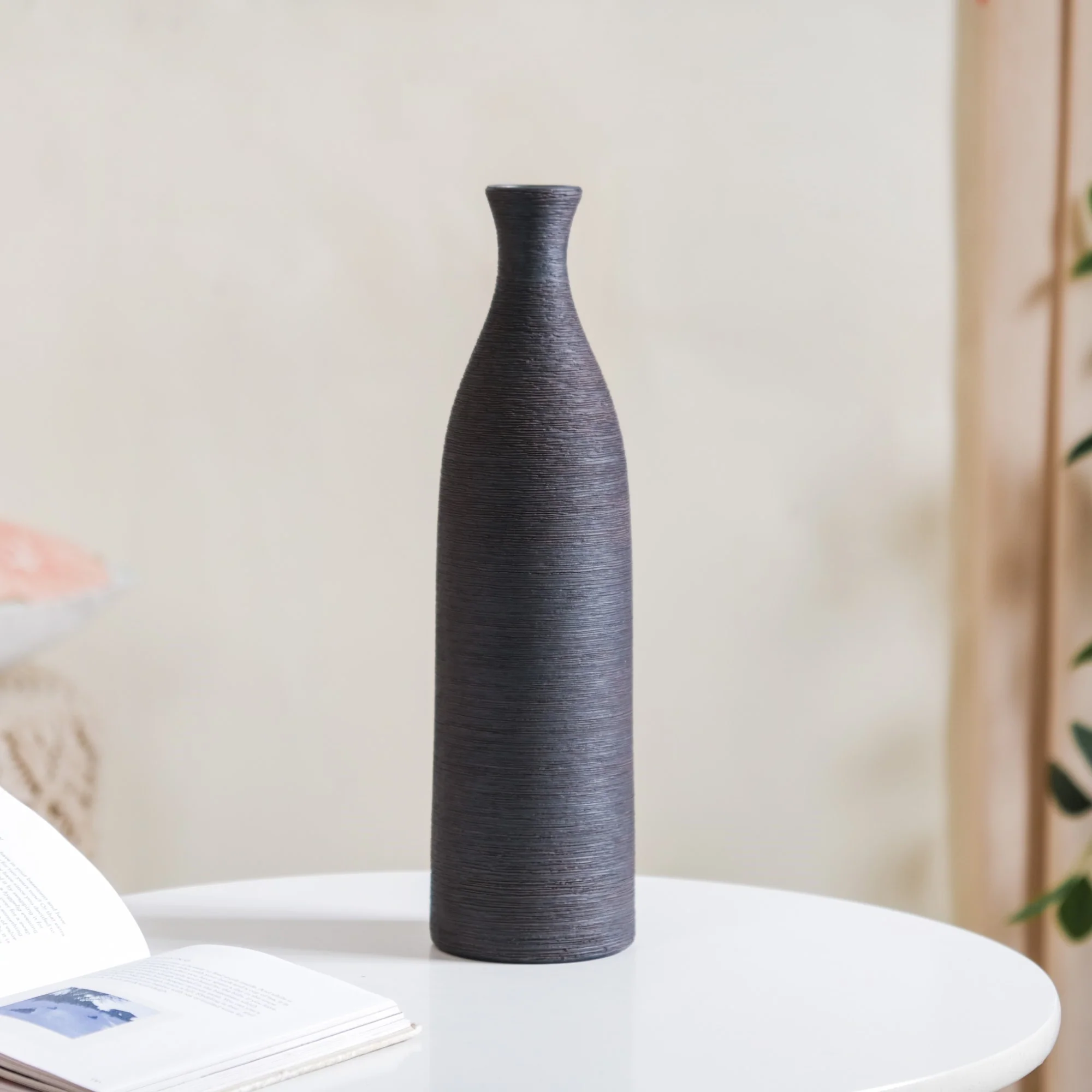 Earthy Black Pottery Ceramic Vase - Image 7