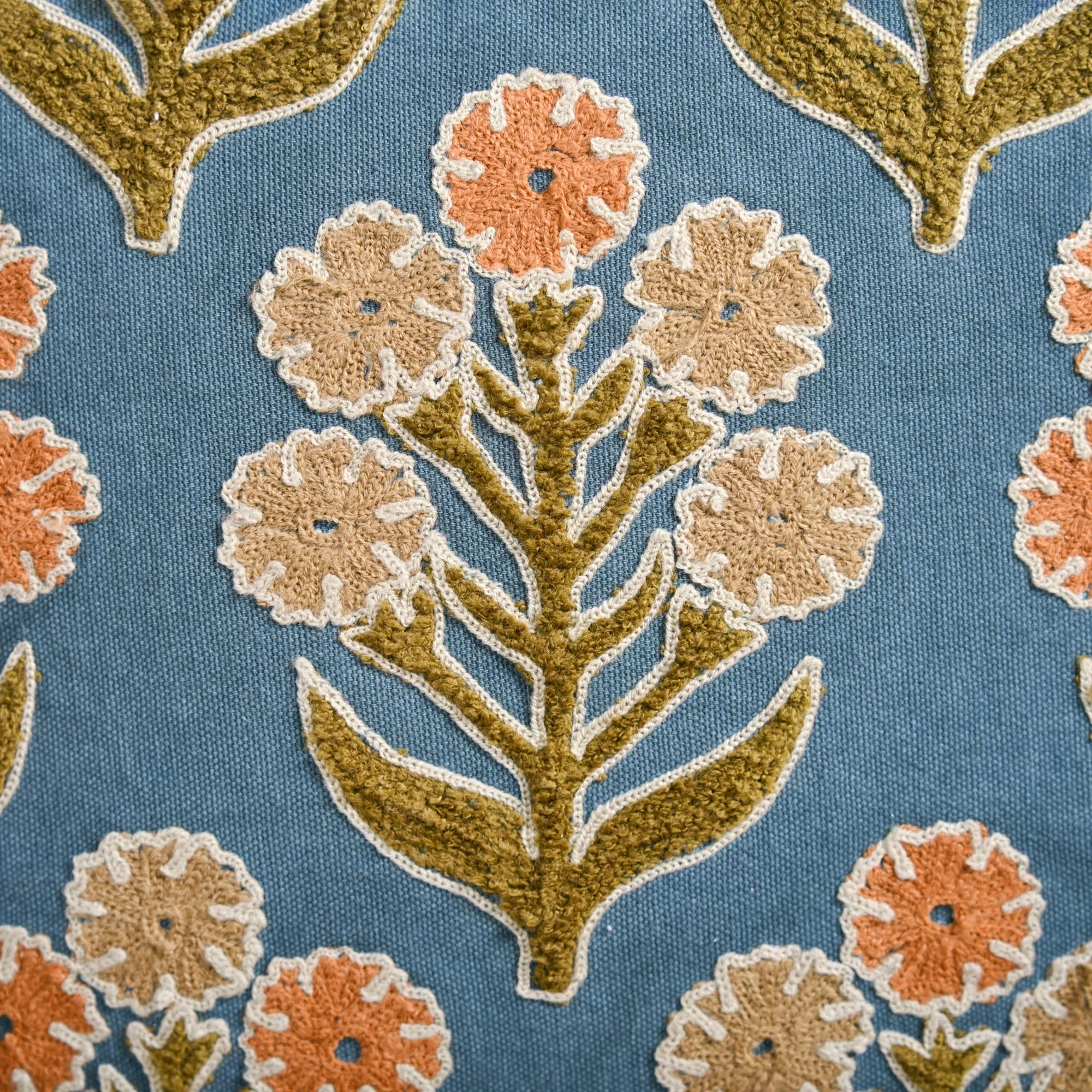 Earthy Botanical Embroidered Cushion Cover 40x40cm - Image 3