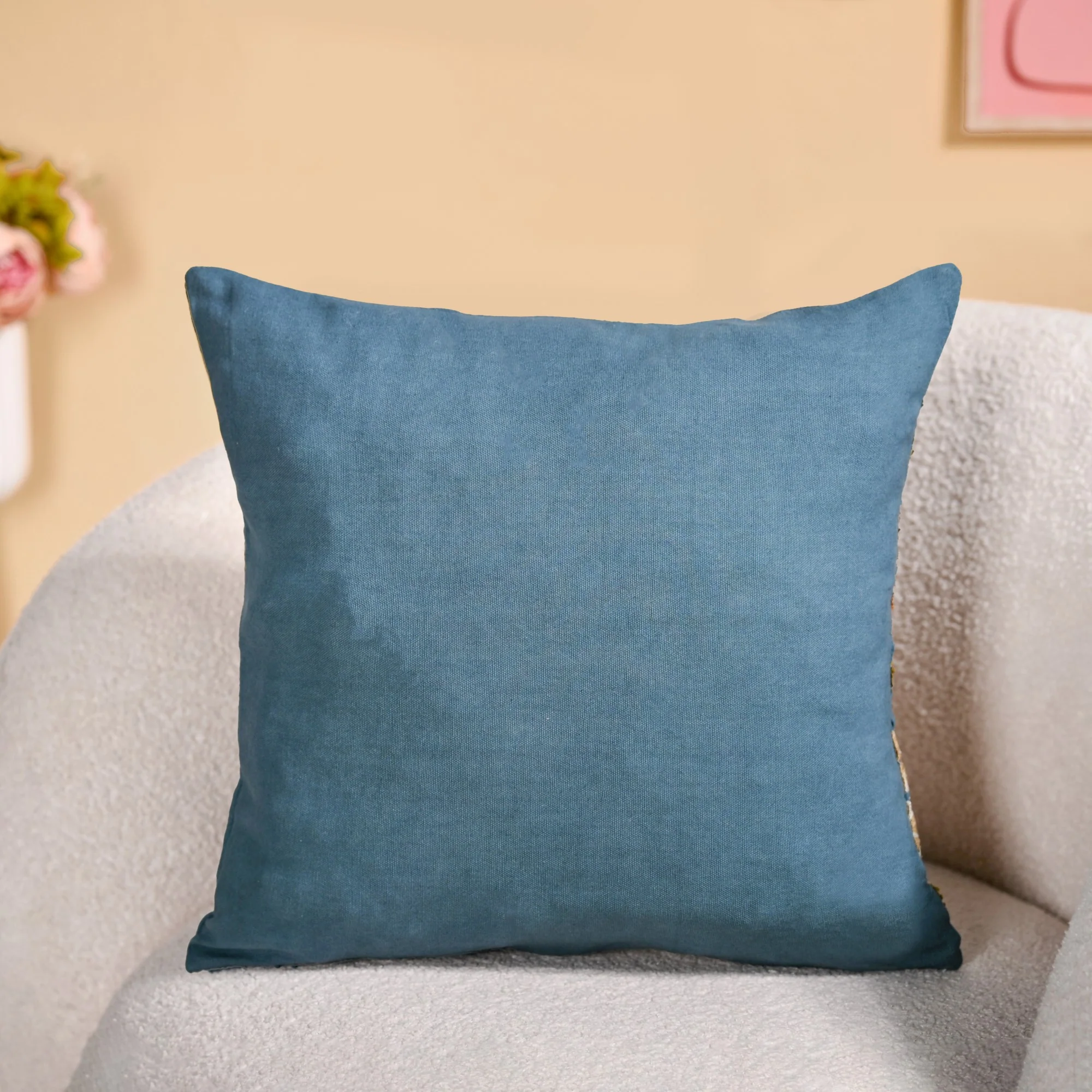 Earthy Botanical Embroidered Cushion Cover 40x40cm - Image 7