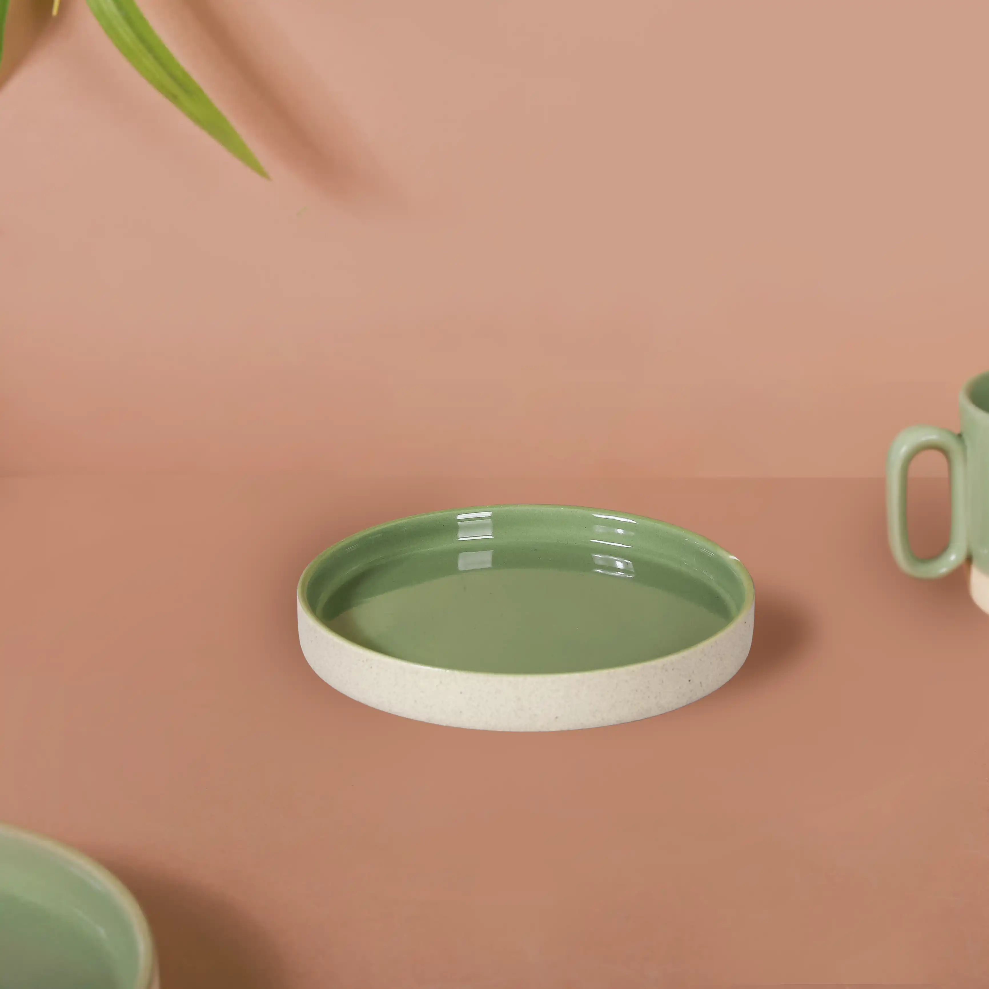 Earthy Clay Cup And Saucer Set Of 6 Sage Green 100ml - Image 9