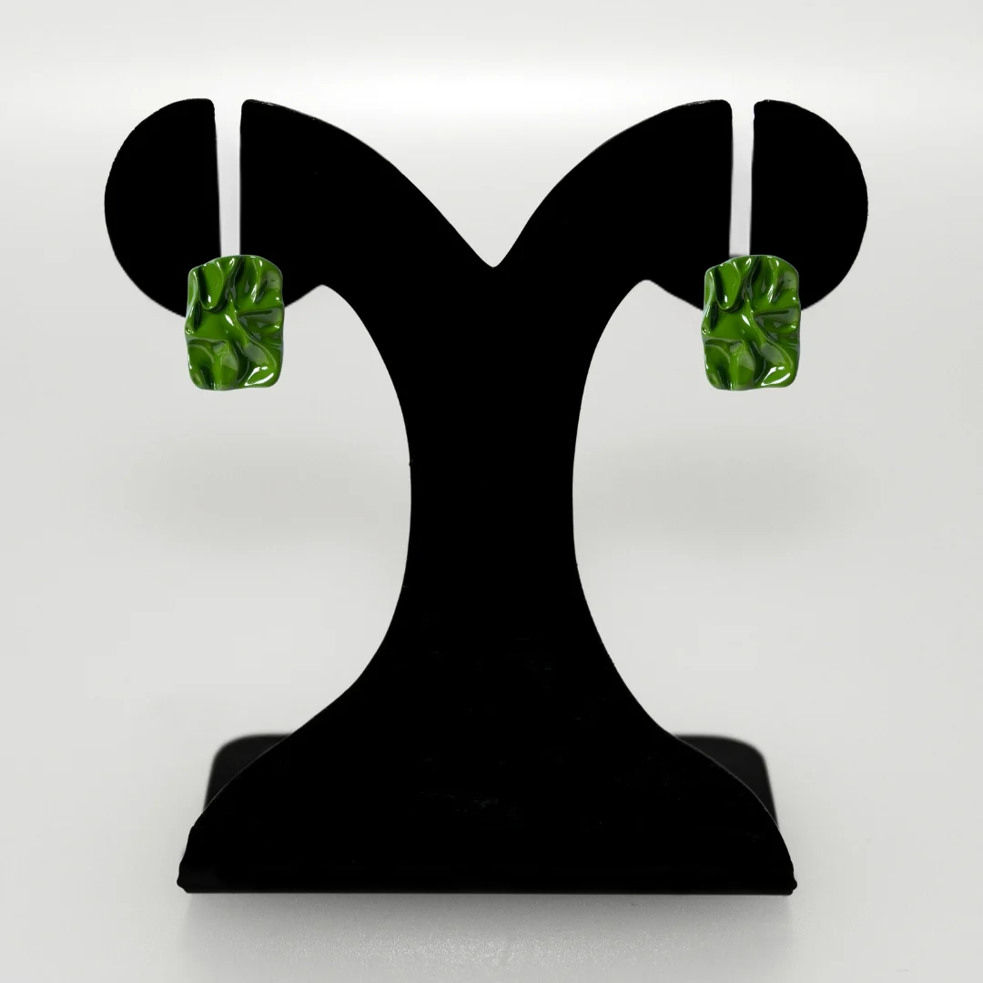 Earthy Glam Green Stud Earrings - Image 6