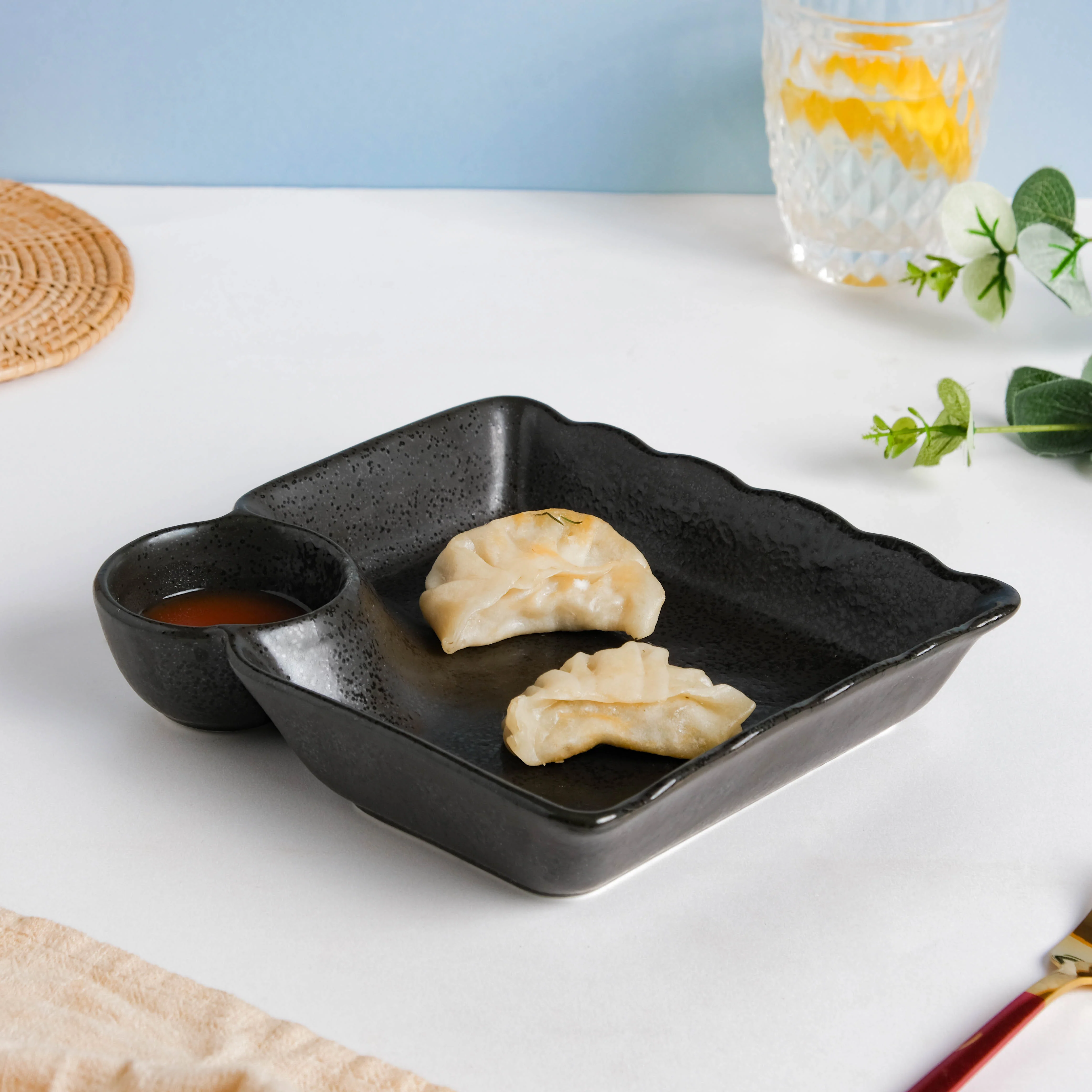 Ebony Black Chip and Dip Plate - Image 2