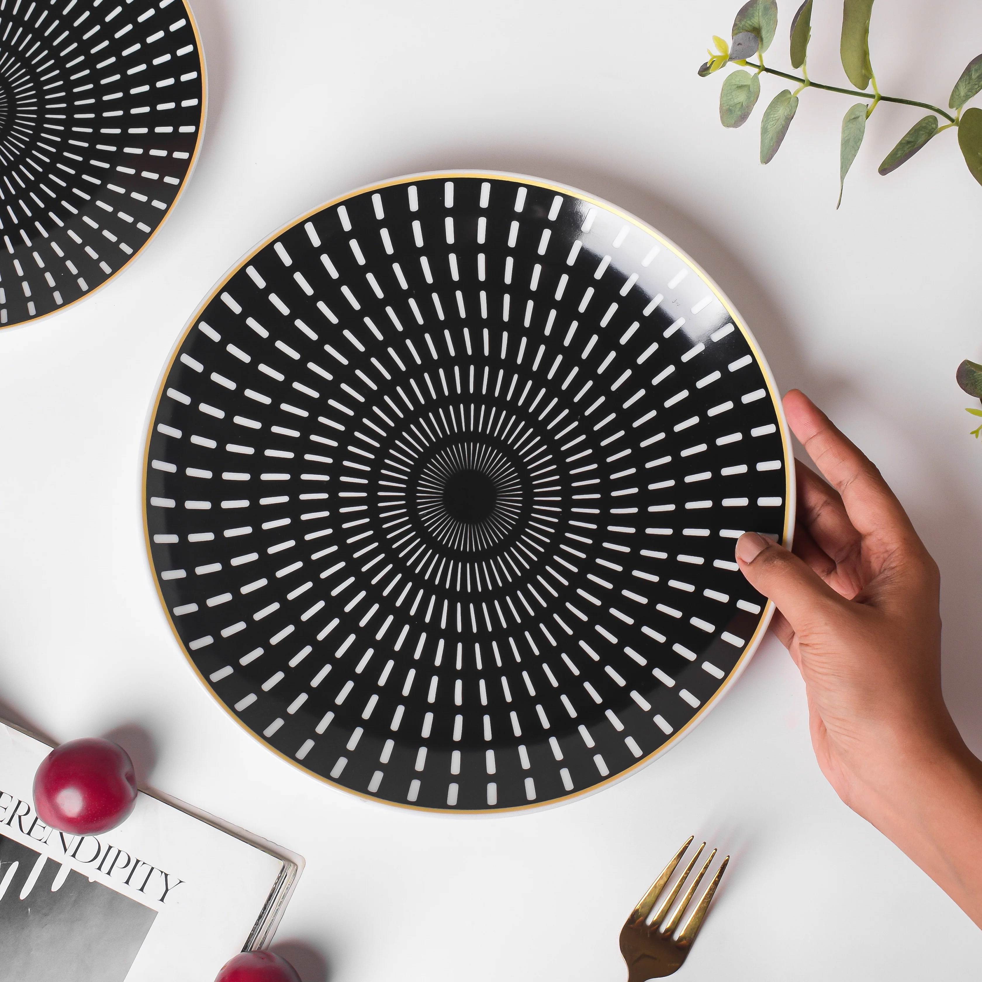 Ebony Ceramic Dinner Plate Black 10 Inch - Image 2