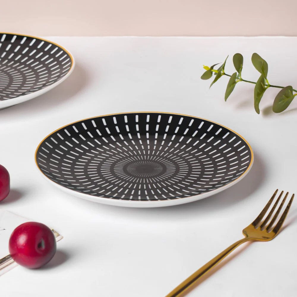 Ebony Ceramic Snack Plate Black 8 Inch - Image 3