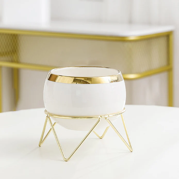 Eclat Ceramic White Planter With Stand Large - Image 7