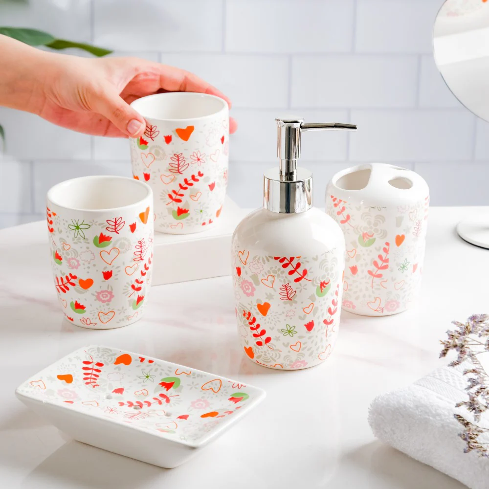 Eclectic Ceramic Bathroom Accessories Set of 5 - Image 2