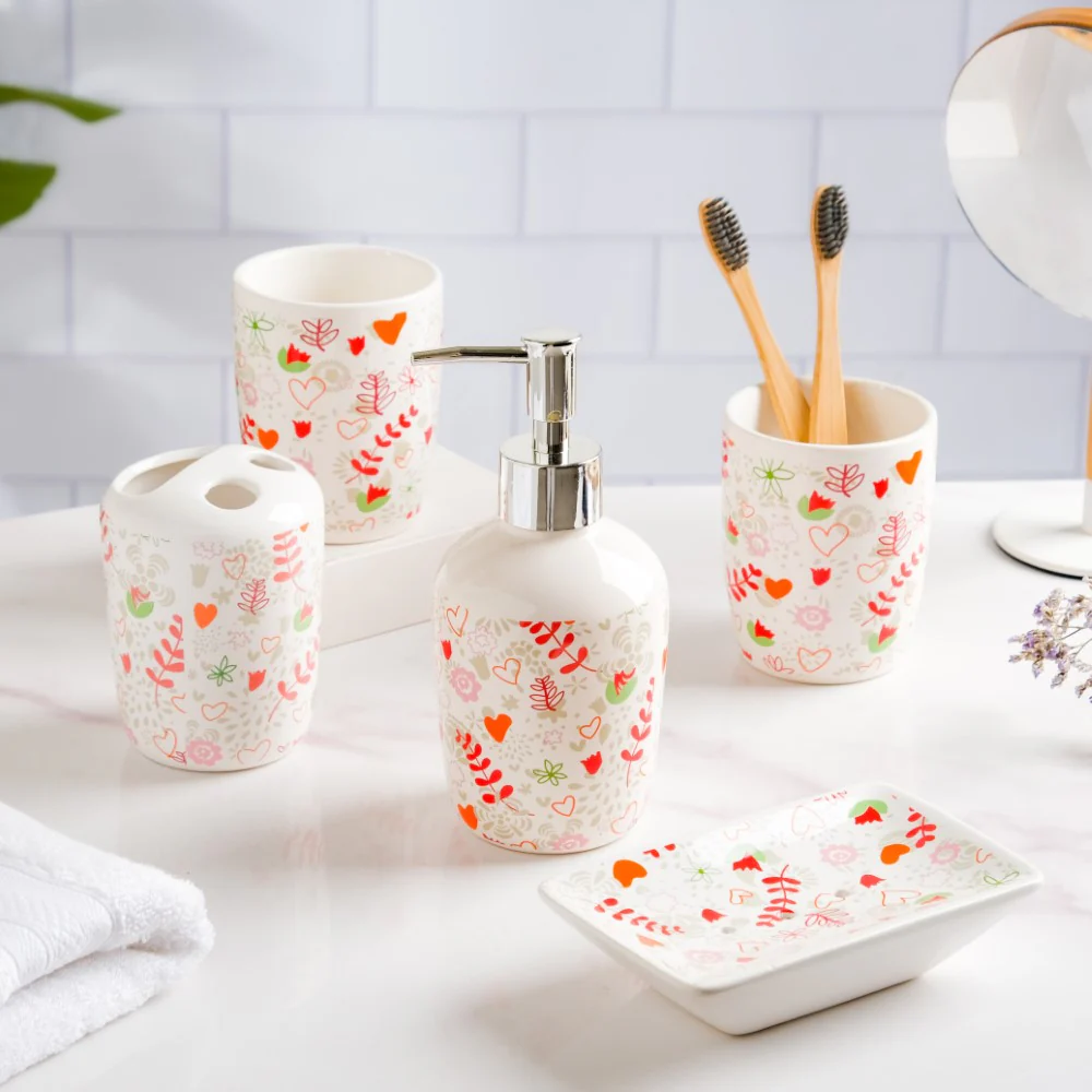 Eclectic Ceramic Bathroom Accessories Set of 5 - Image 3