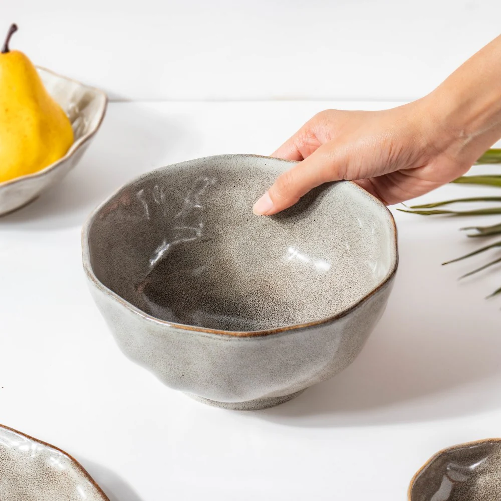 Eclectic Stoneware Serving Bowl Grey 800 ml - Image 2