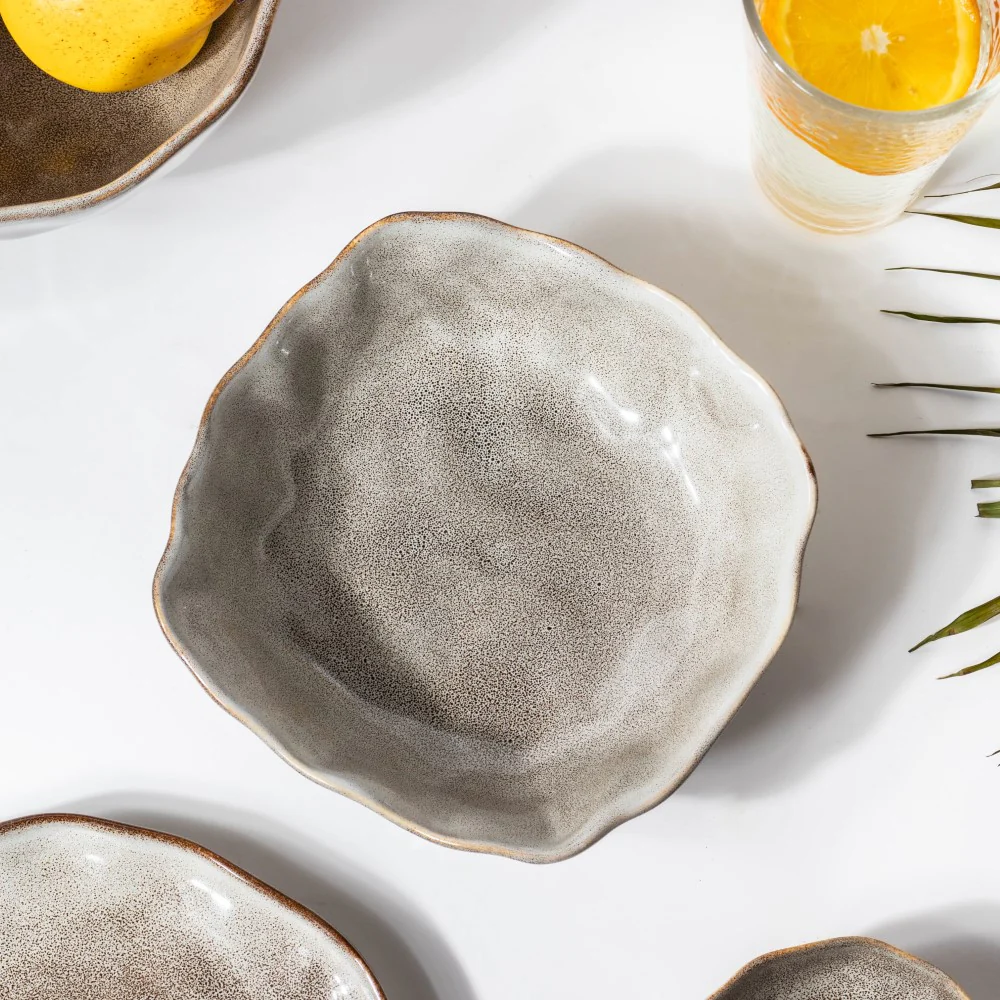 Eclectic Stoneware Snack Dish Grey 450 ml - Image 5