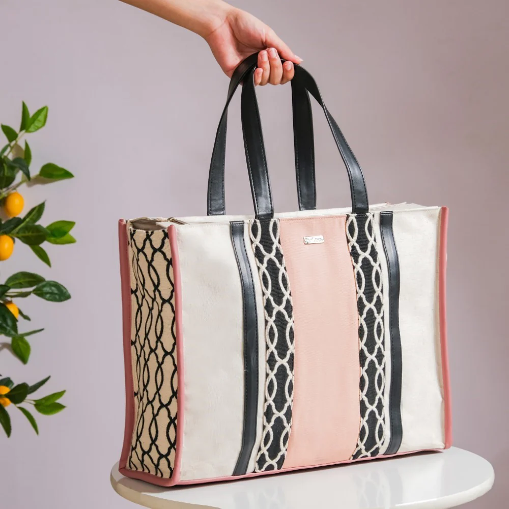 Eco Canvas Tote Bag Pink Large 17 X 12 Inch - Image 10