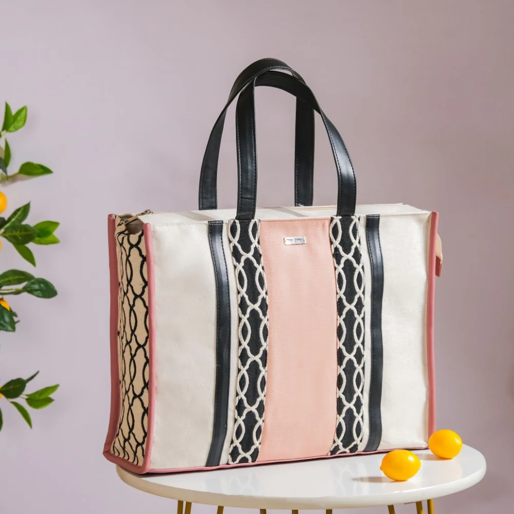 Eco Canvas Tote Bag Pink Large 17 X 12 Inch - Image 2