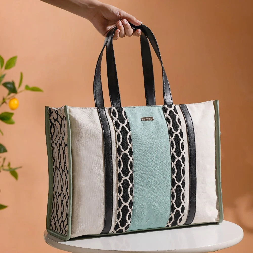 Eco-friendly Carryall Canvas Tote Bag Mint Large 17 X 12 Inch - Image 2