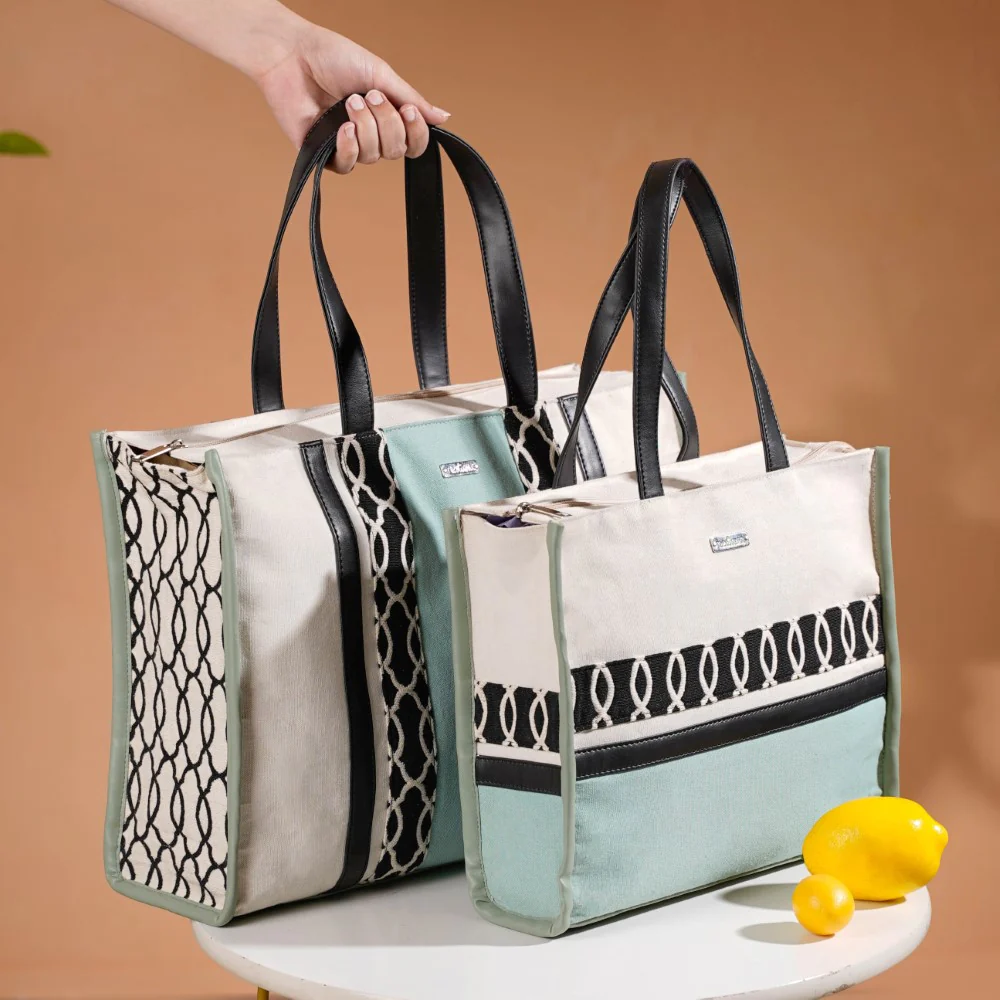 Eco-friendly Carryall Tote Bag Mint Set Of 2 - Image 3