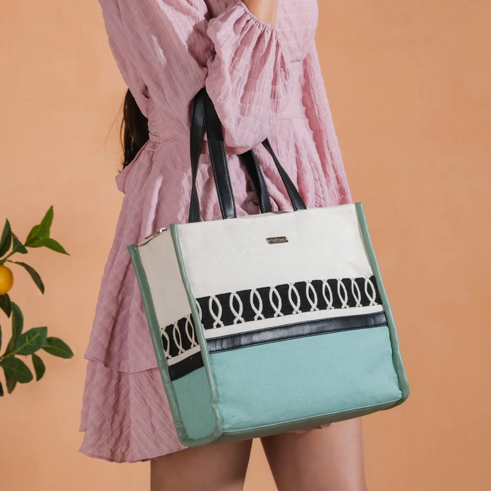 Eco-friendly Carryall Tote Bag Mint Small 12 x 10 Inch - Image 2