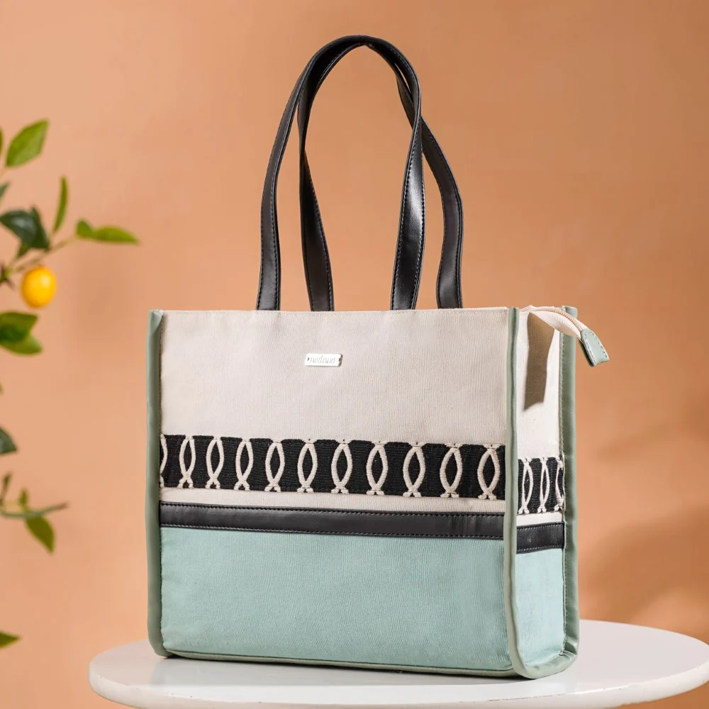 Eco-friendly Carryall Tote Bag Mint Small 12 x 10 Inch - Image 3