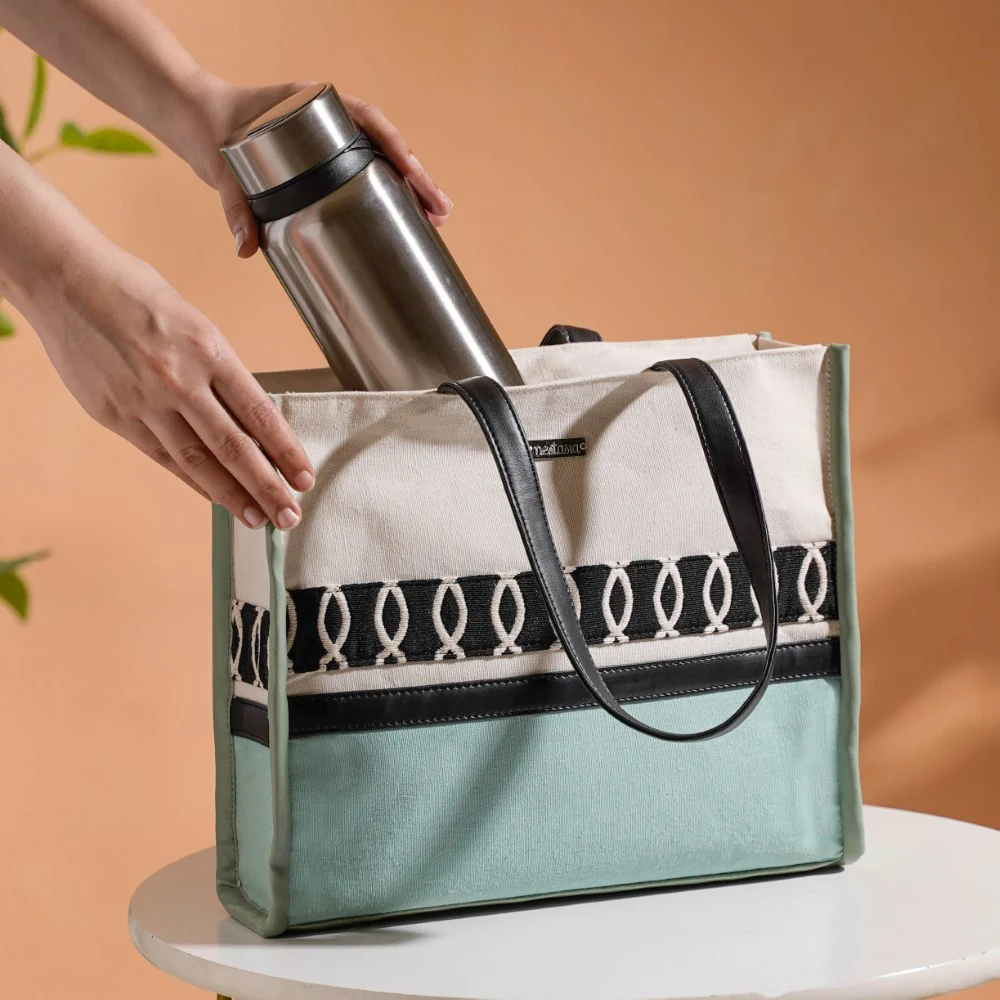 Eco-friendly Carryall Tote Bag Mint Small 12 x 10 Inch - Image 7
