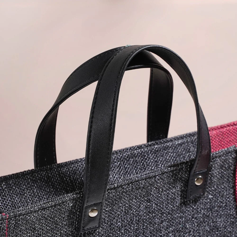 Eco Friendly Jute Lunch Bag Black And Red 15 x 10 Inch - Image 10
