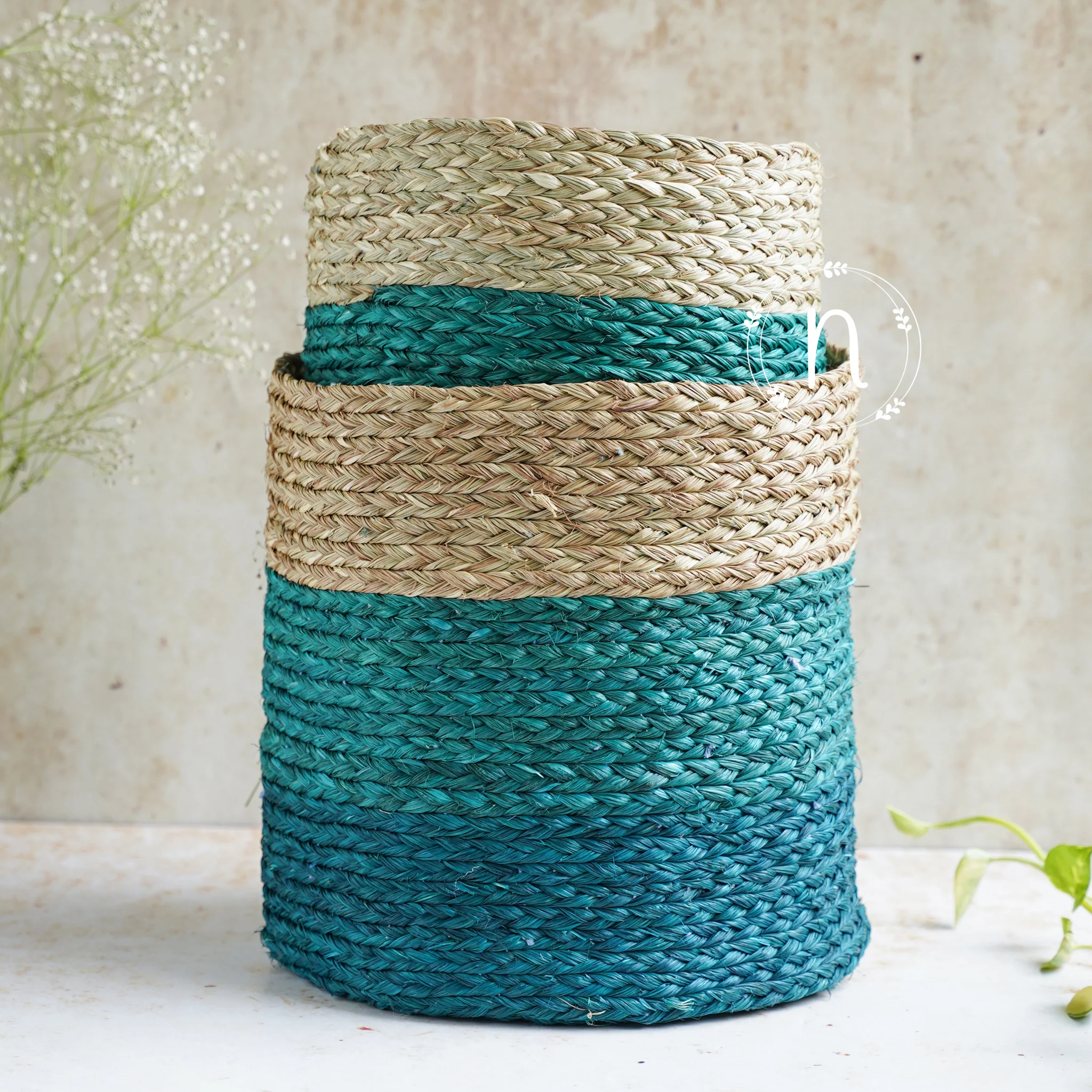 Eco-Friendly Planter Baskets Blue Set of 2 - Image 7