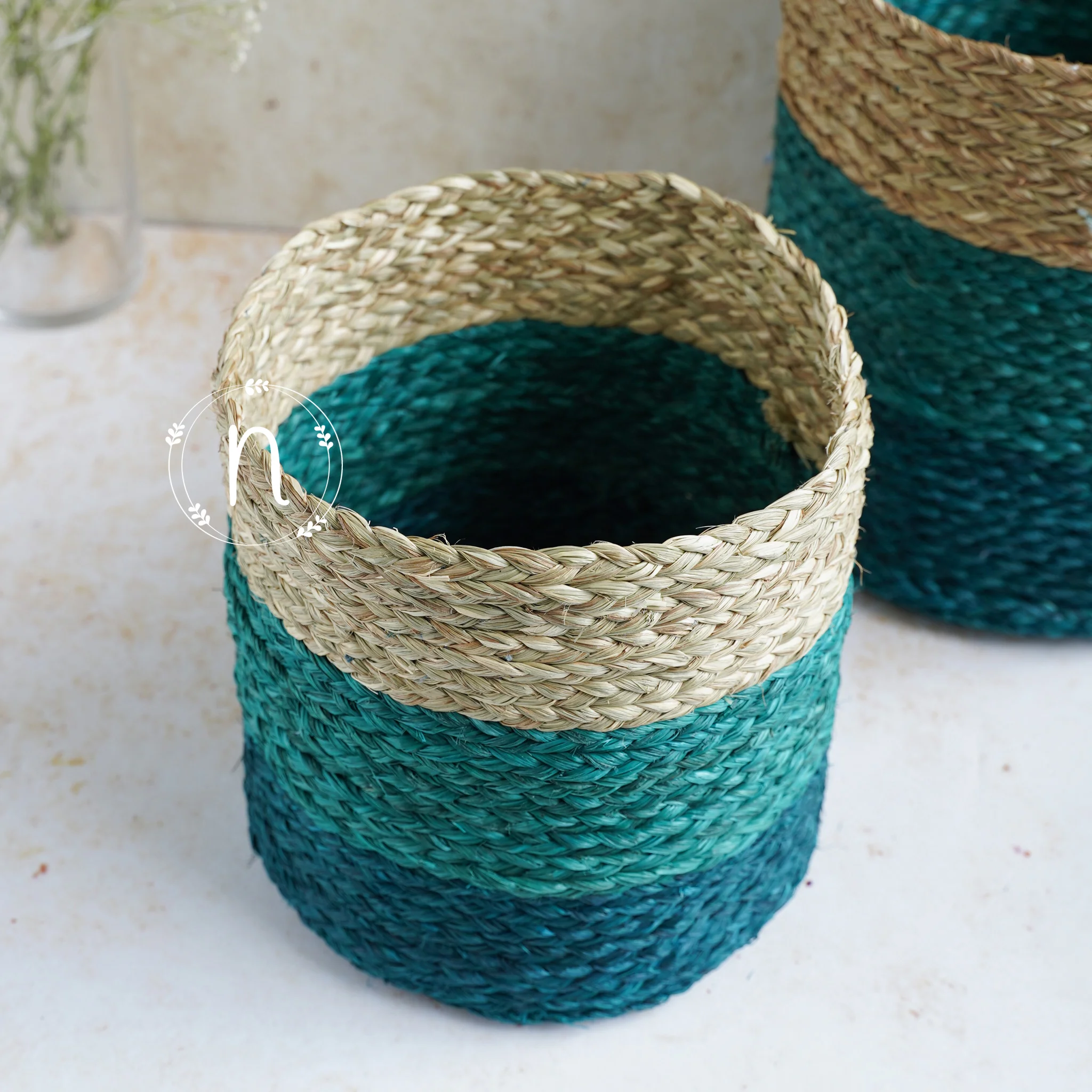 Eco-Friendly Planter Baskets Blue Set of 2 - Image 9