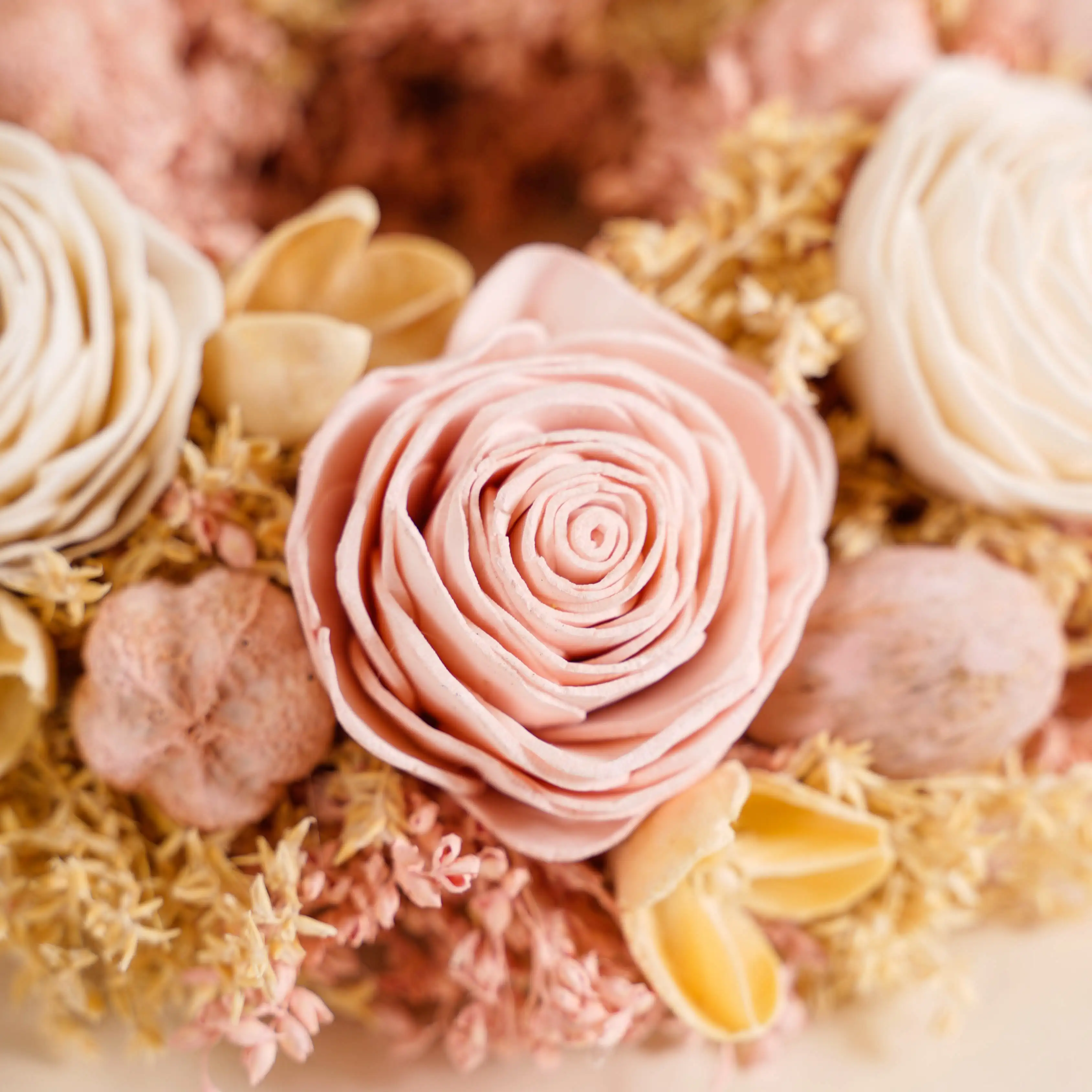 Eco-Friendly Rose Dried Flower Wreath Pink - Image 8