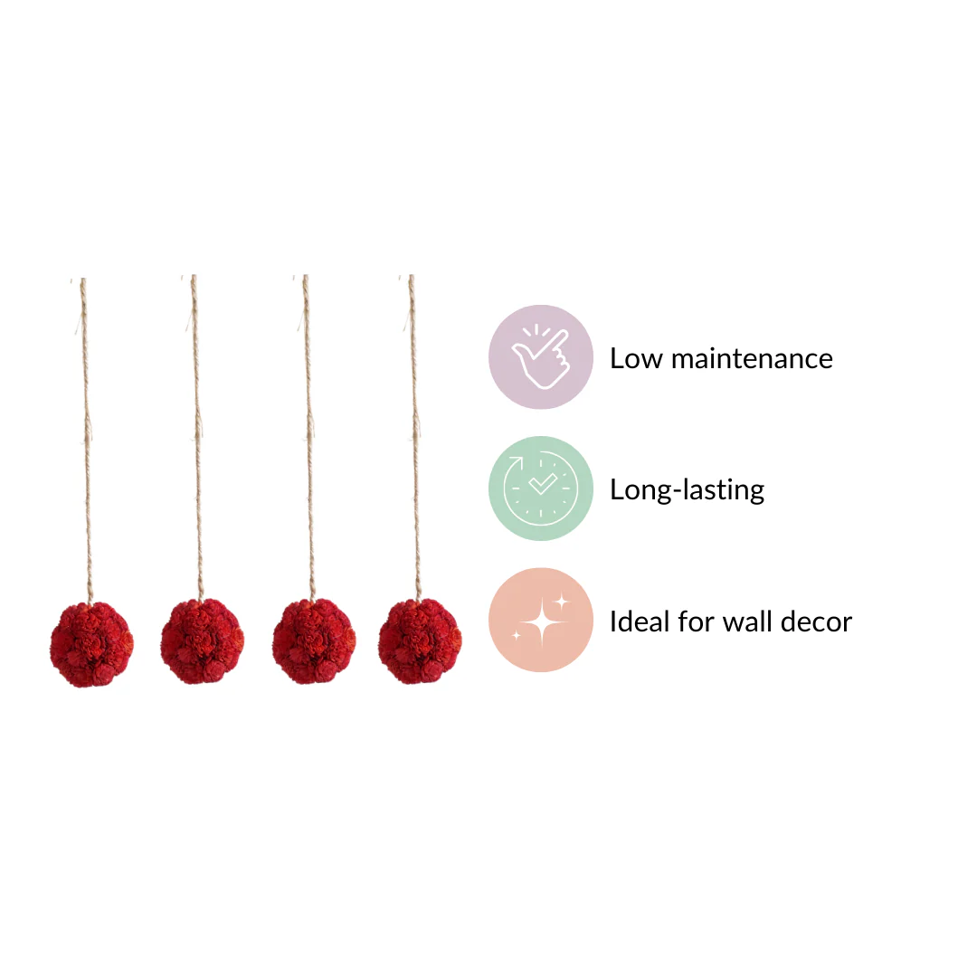 Eco-friendly Wall Hanging For Home Set of 4 Red - Image 8
