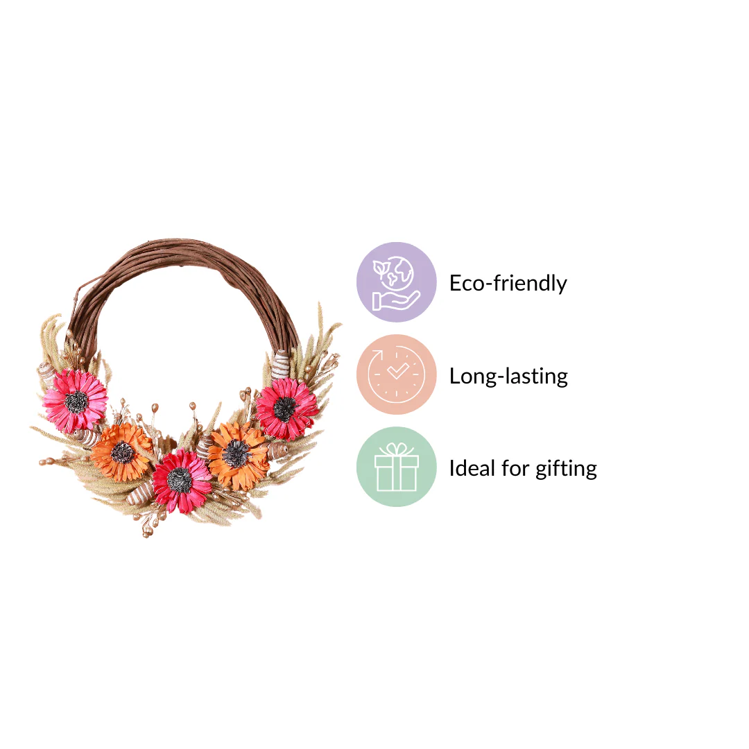 Eco Sustainable Flower Wreath For Home Multicolour - Image 5