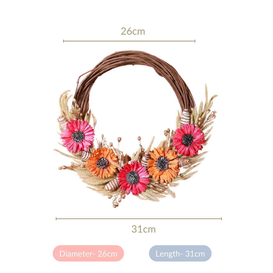 Eco Sustainable Flower Wreath For Home Multicolour - Image 6