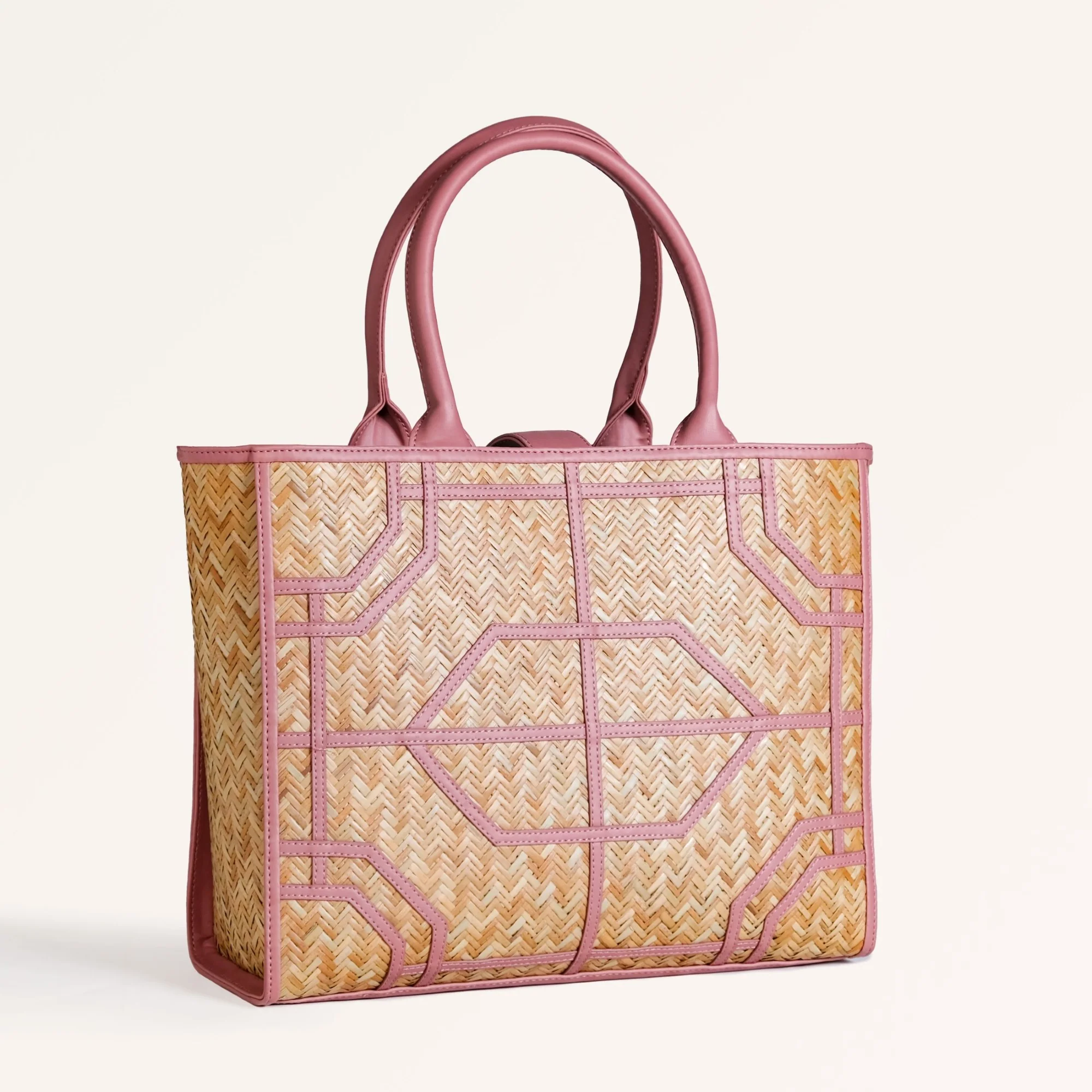Ecofriendly Handwoven Natural BreezeBag Blush Pink Tote - Image 13