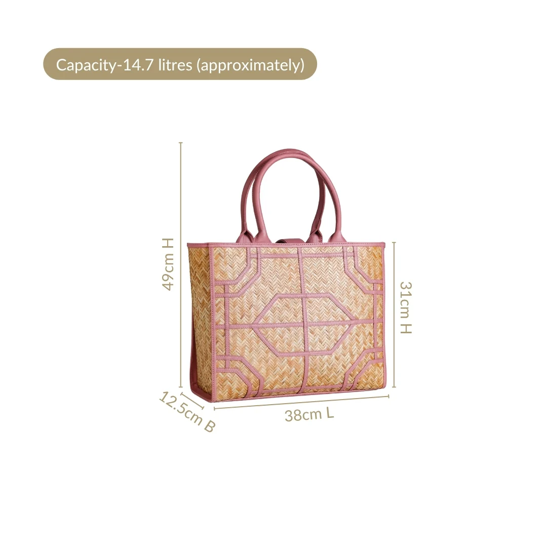 Ecofriendly Handwoven Natural BreezeBag Blush Pink Tote - Image 3