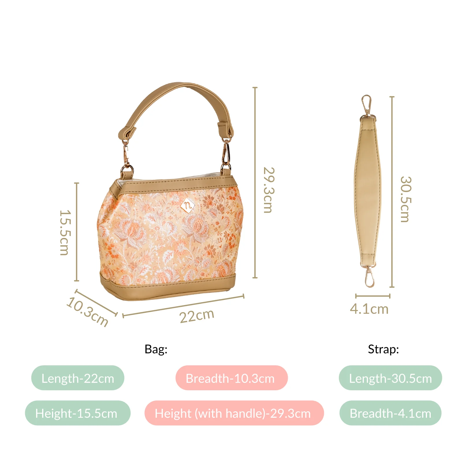 Eden Beige Bucket Bag For Women - Image 5