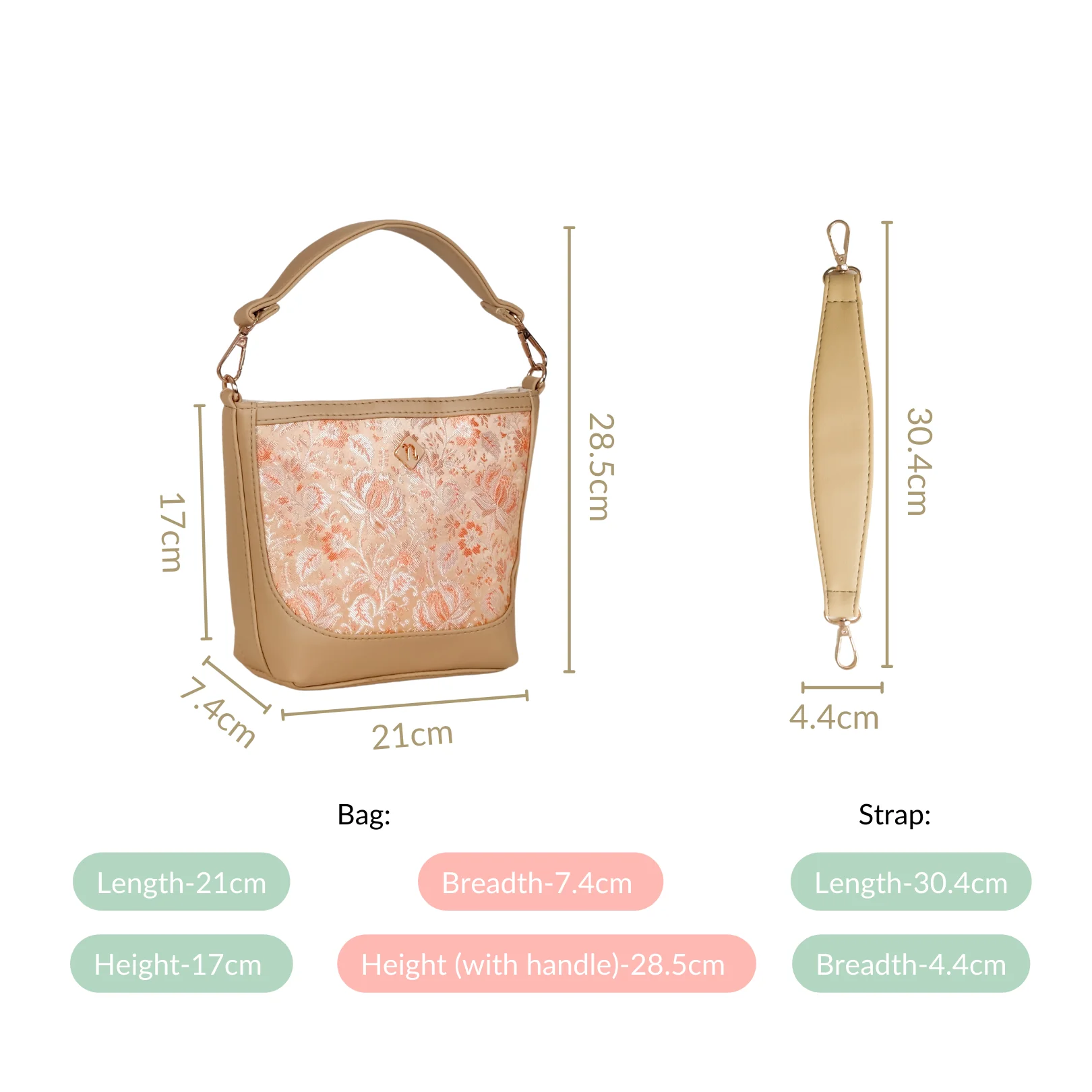 Eden Beige Bucket Handbag For Women - Image 5