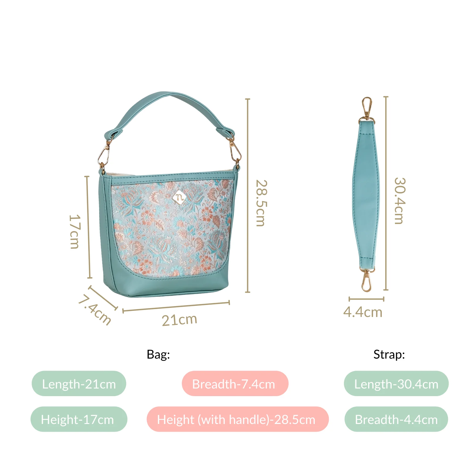 Eden Structured Bucket Bag Mint - Image 5