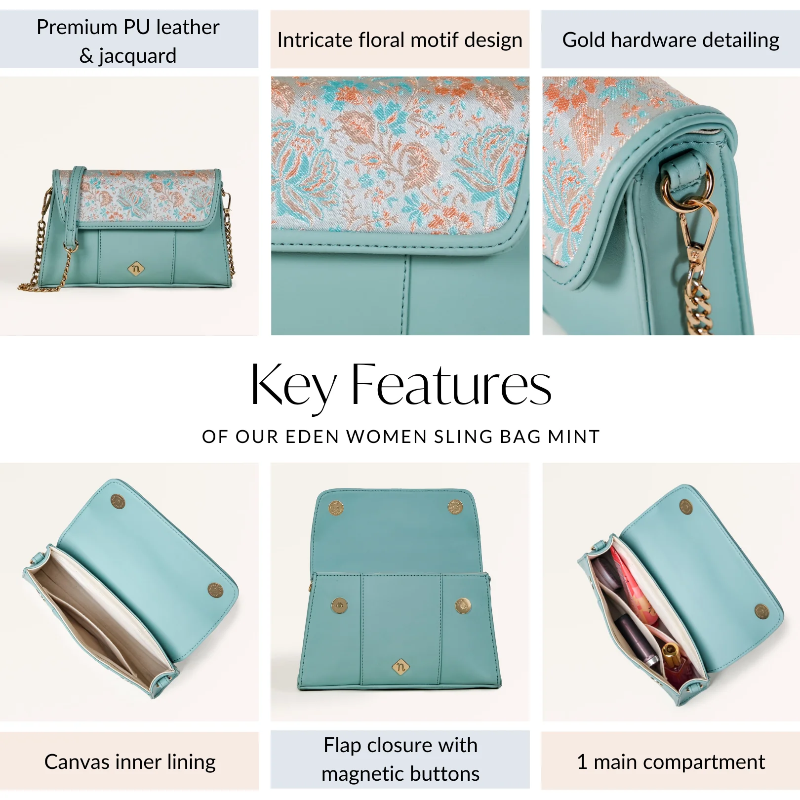 Eden Women Sling Bag Mint - Image 6