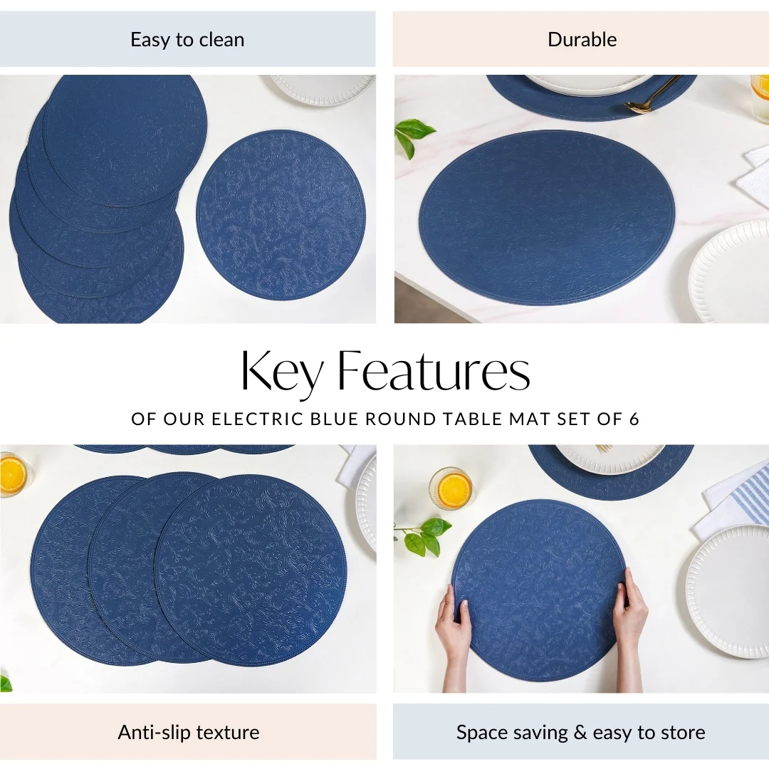 Electric Blue Round Table Mat Set Of 6 - Image 5