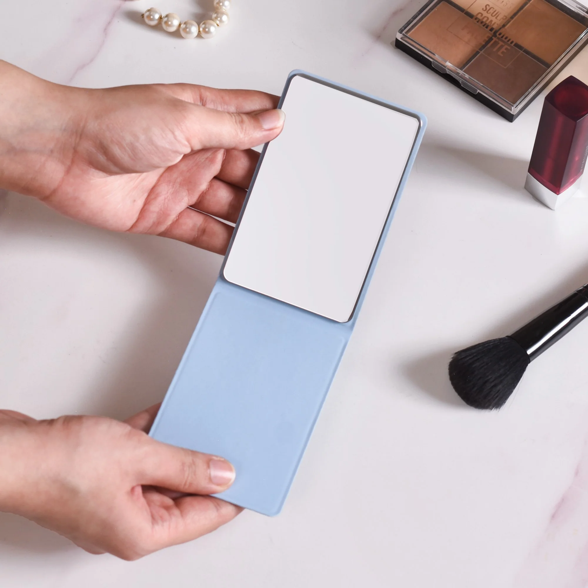 Elegant Compact Mirror Sky Blue - Image 4