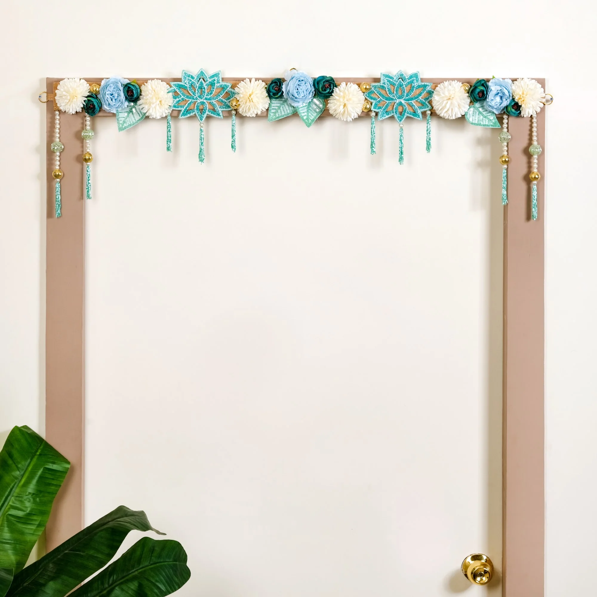 Elegant Floral Toran Decorative For Doors Blue White - Image 8