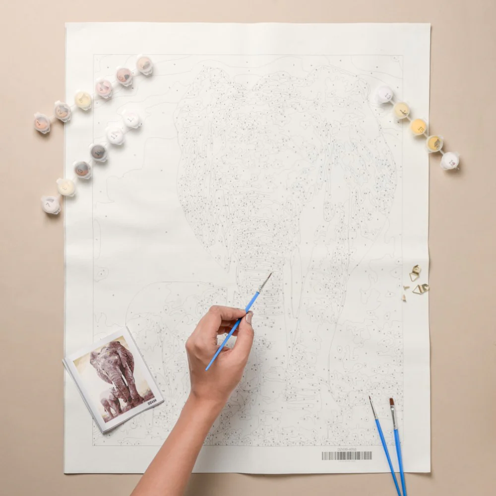 Elephant And Cub DIY Paint By Numbers Kit - Image 6