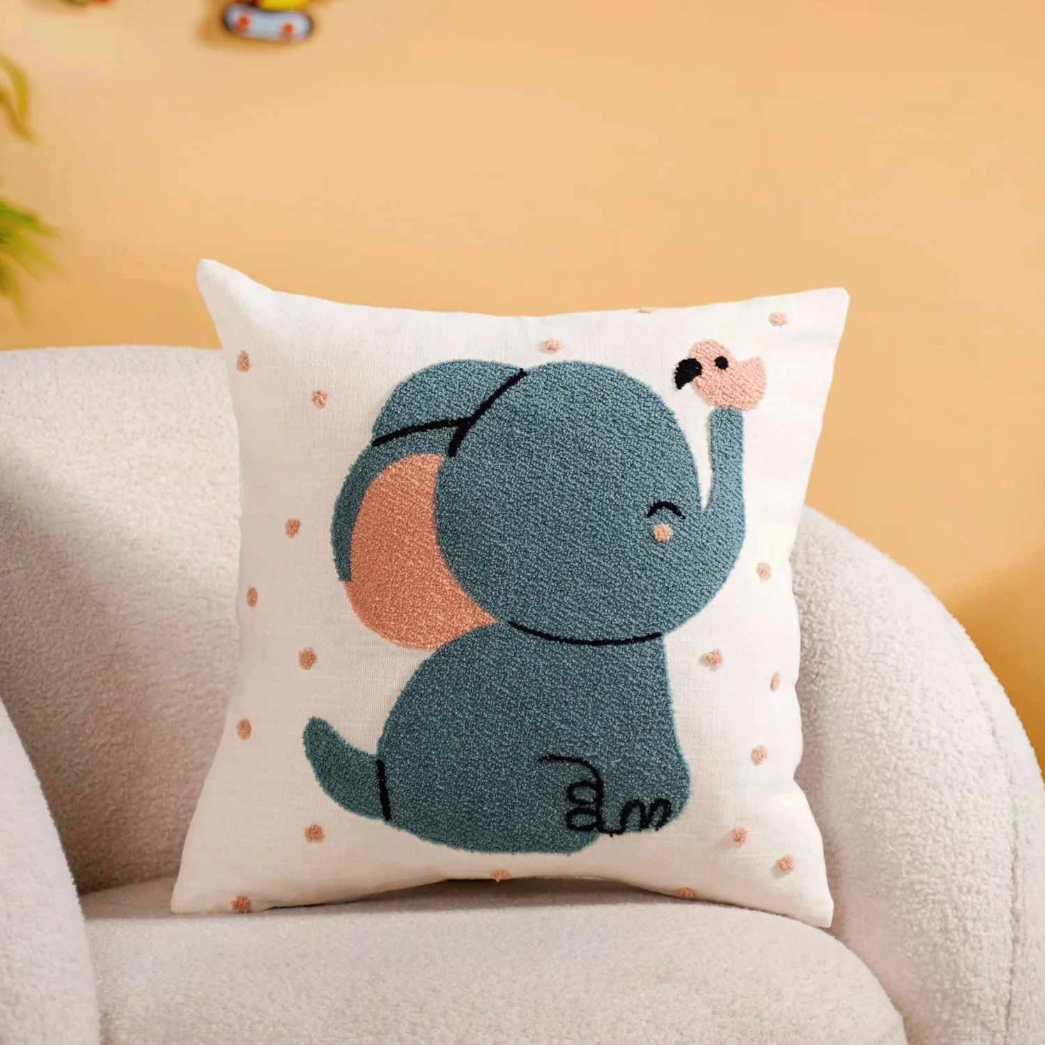 Elephant Tales Embroidered Cushion Cover Set Of 2 40x40cm - Image 2