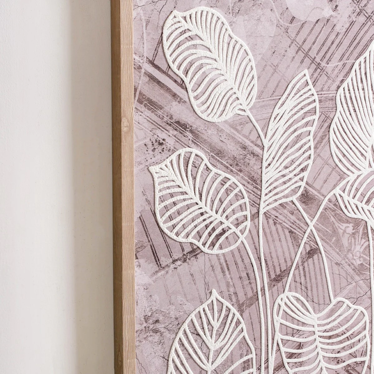 Emboss Leaf Printed Canvas Wall Art 27x19 Inch - Image 8