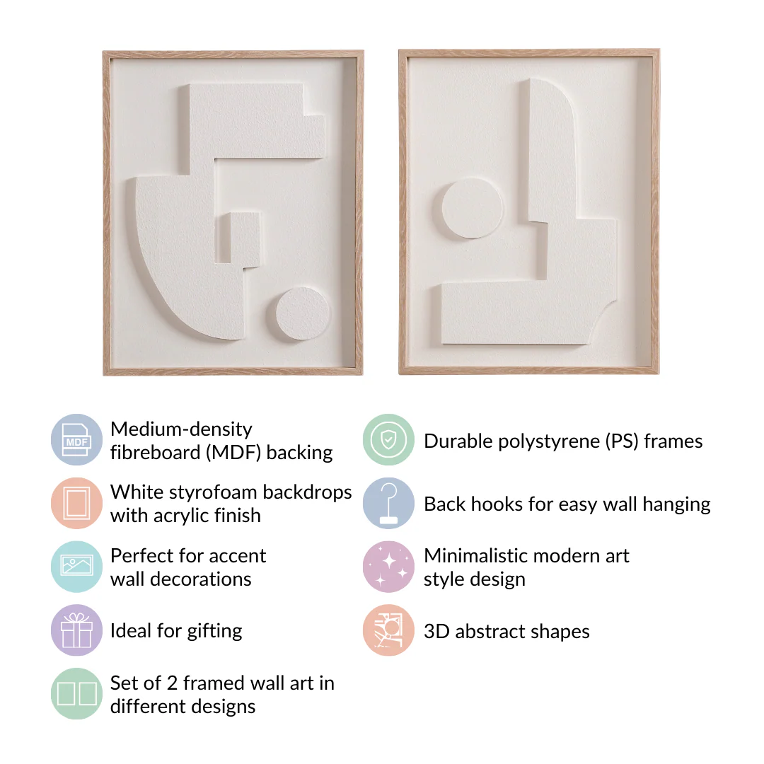 Embossed 3D Wall Art White Set Of 2 20x16 Inch - Image 6