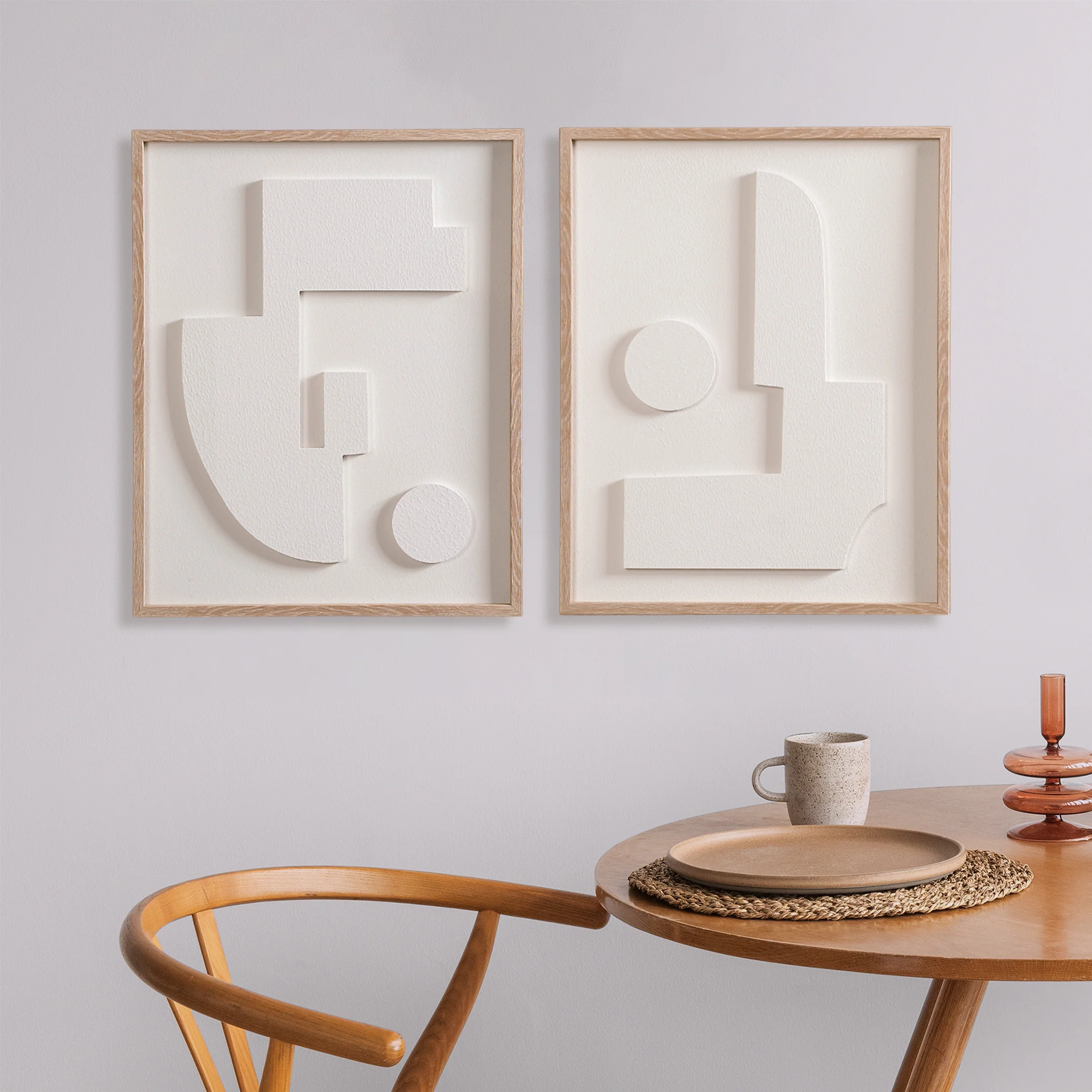 Embossed 3D Wall Art White Set Of 2 20x16 Inch - Image 8