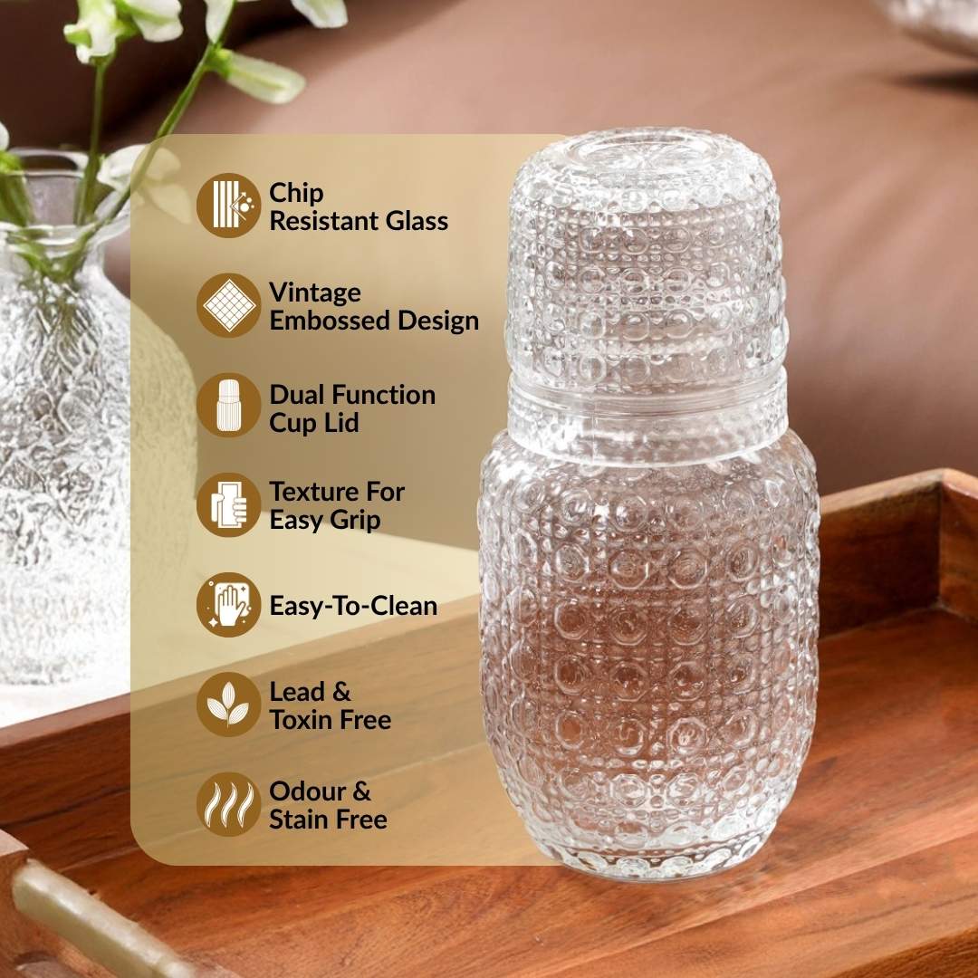 Embossed Bedside Carafe Set Of 2 - Image 2
