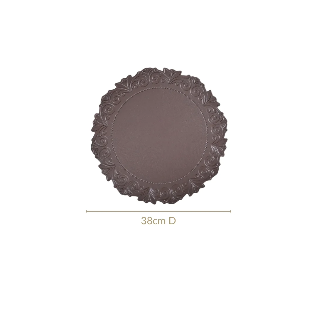 Embossed Brown Round Placemat Set Of 6 - Image 4