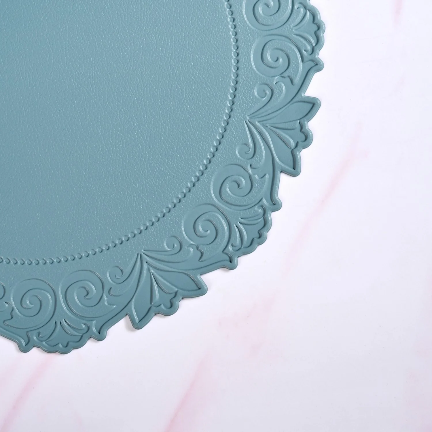 Embossed Cerulean Round Placemat Set Of 6 - Image 6