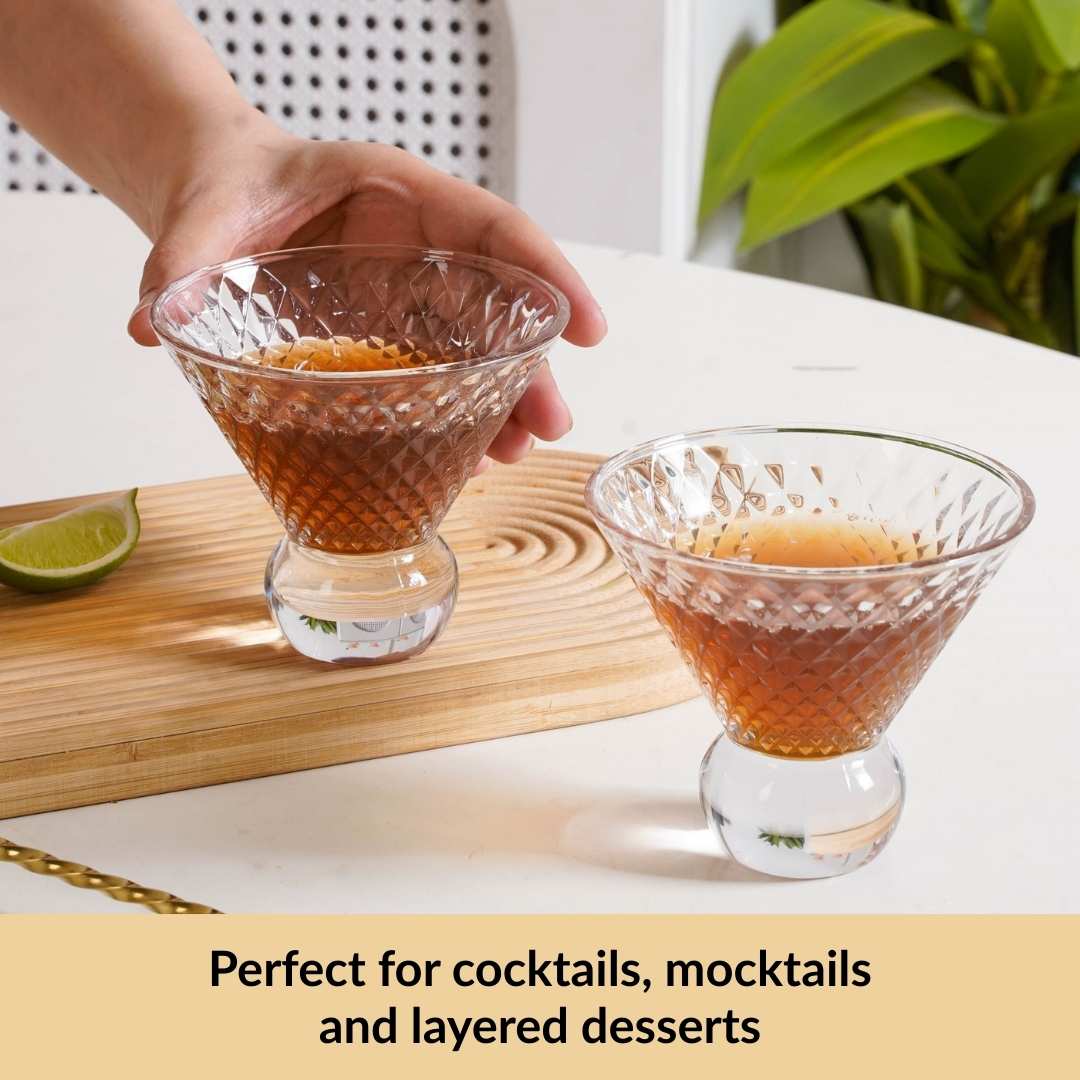Embossed Crystal Ball Cocktail Glass Set Of 6 180ml - Image 6