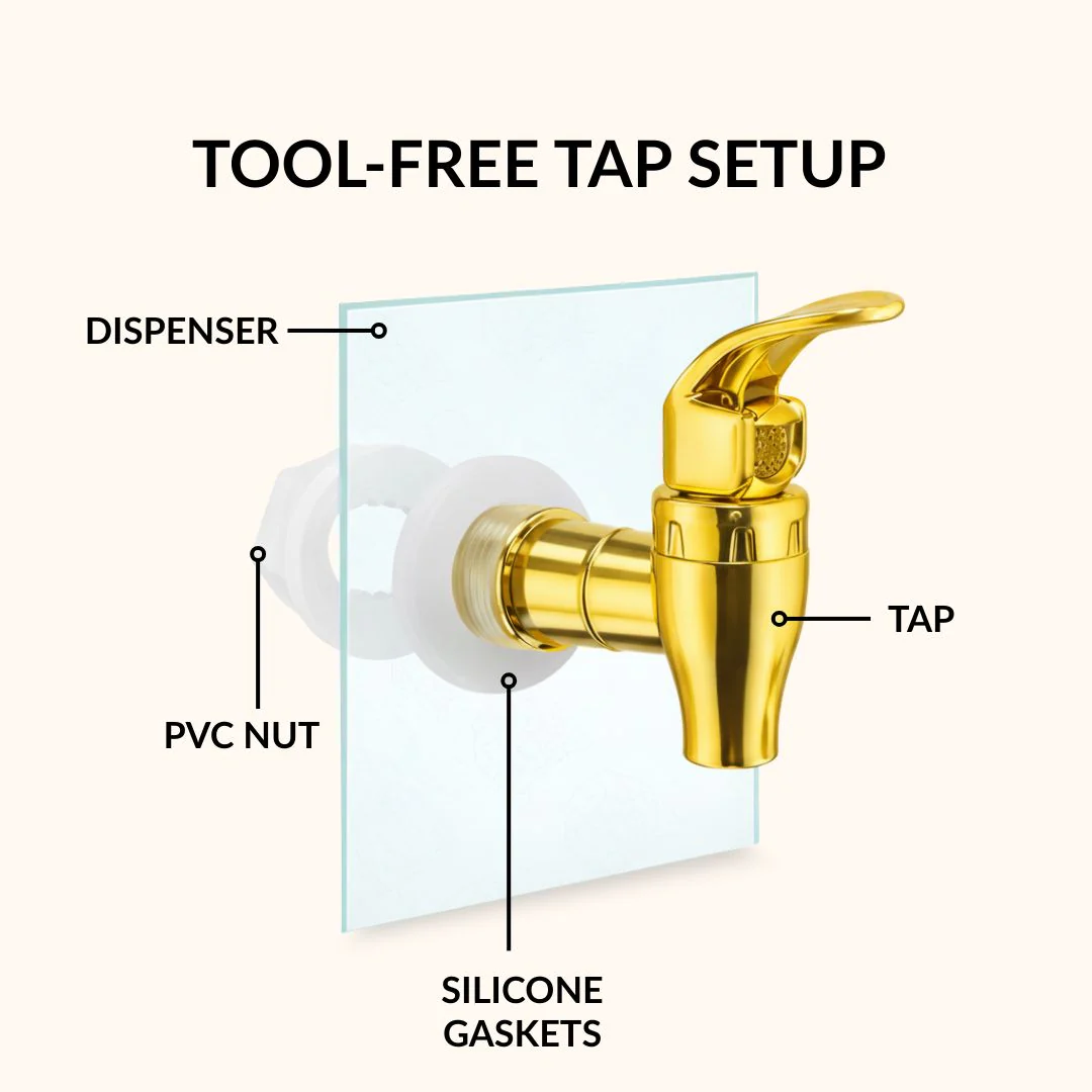 Embossed Glass Beverage Dispenser With Stand 7500ml - Image 7