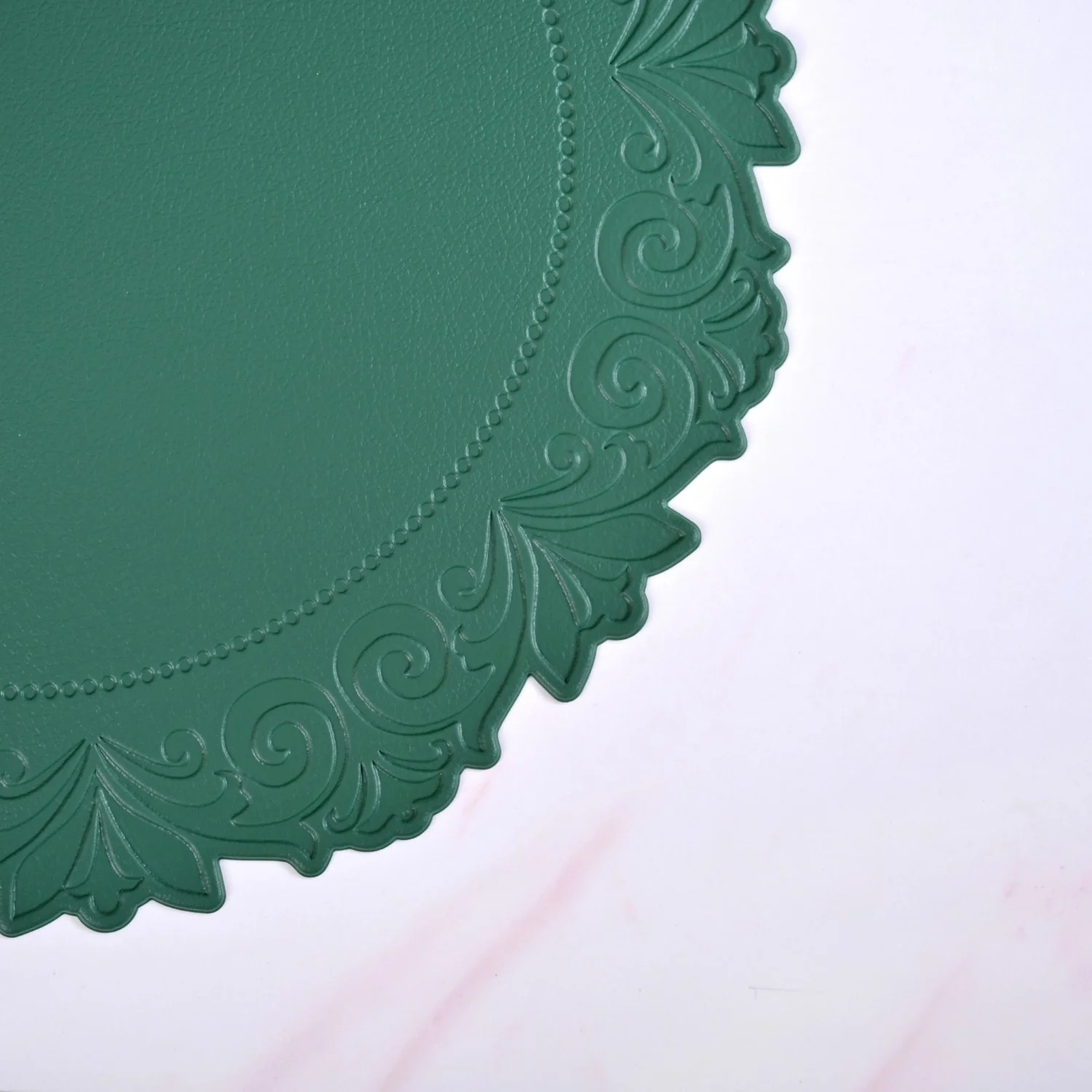 Embossed Green Round Placemat Set Of 6 - Image 6